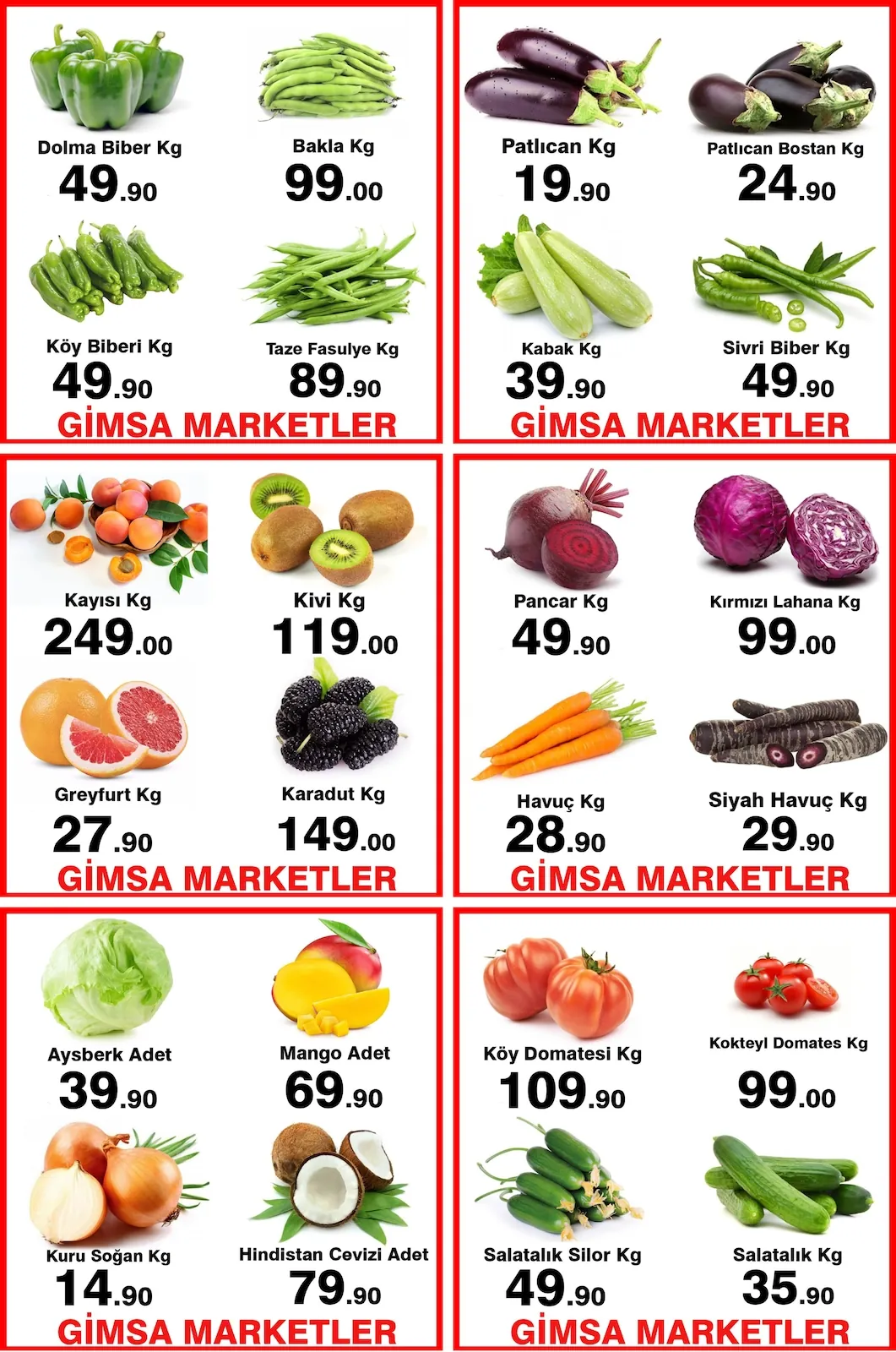 Gimsa Gimsa 30 Nisan 2026 Aktüel Kataloğu sayfa 3: Patlıcan Kg, Kabak Kg