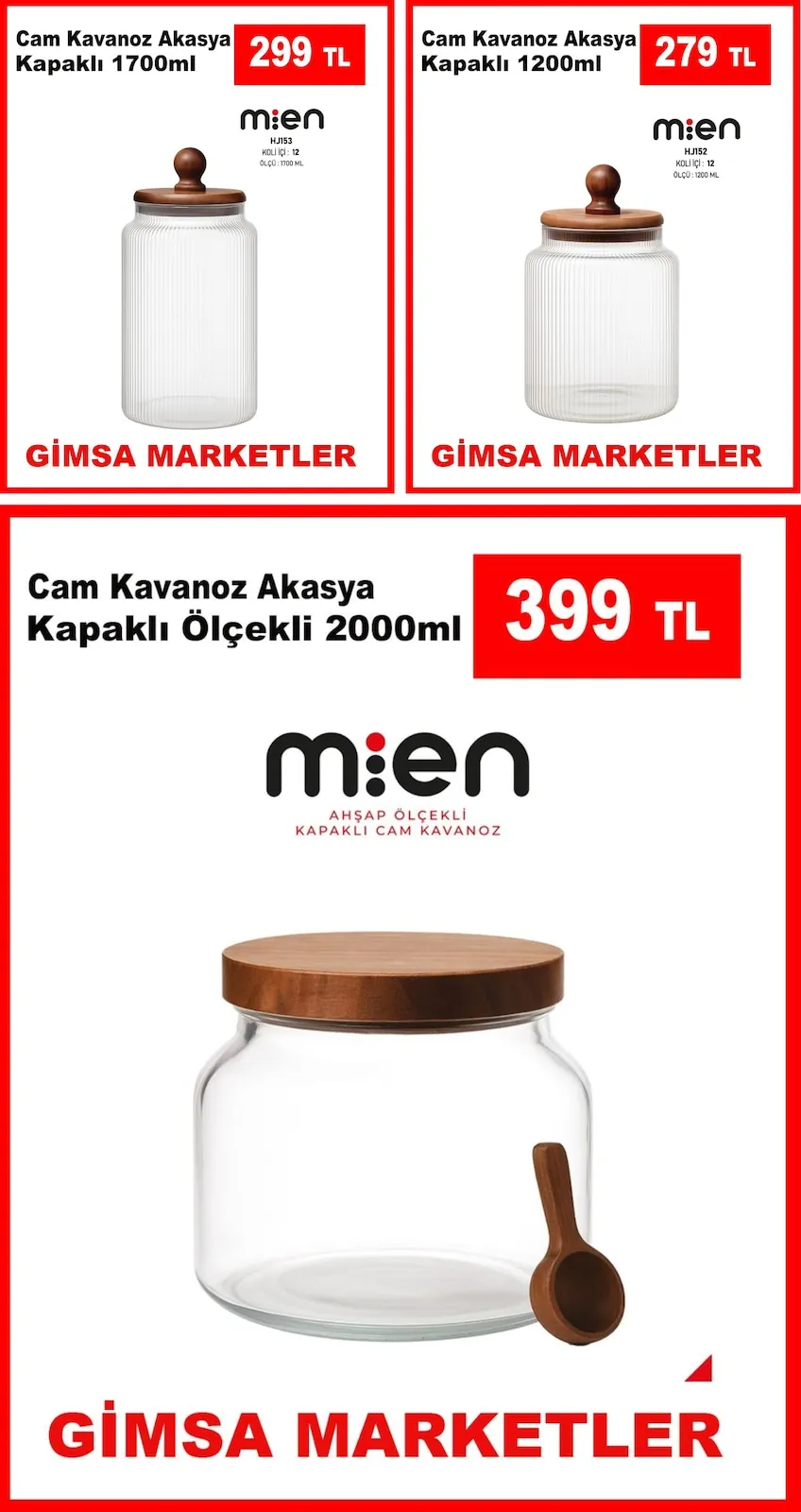 Gimsa Gimsa 30 Nisan 2026 Aktüel Kataloğu sayfa 2: Cam Kavanoz Akasya Kapakli 1700Ml, Cam Kavanoz Akasya Kapakli 1200Ml