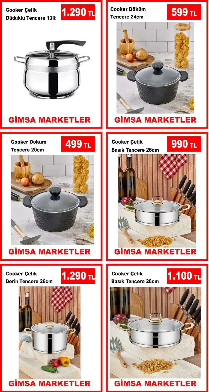 Gimsa Gimsa 1 Mayıs 2026 Aktüel Kataloğu sayfa 5: Cooker Çelik Derin Tencere 26Cm, Cooker Çelik Düdüklü Tencere 13Lt
