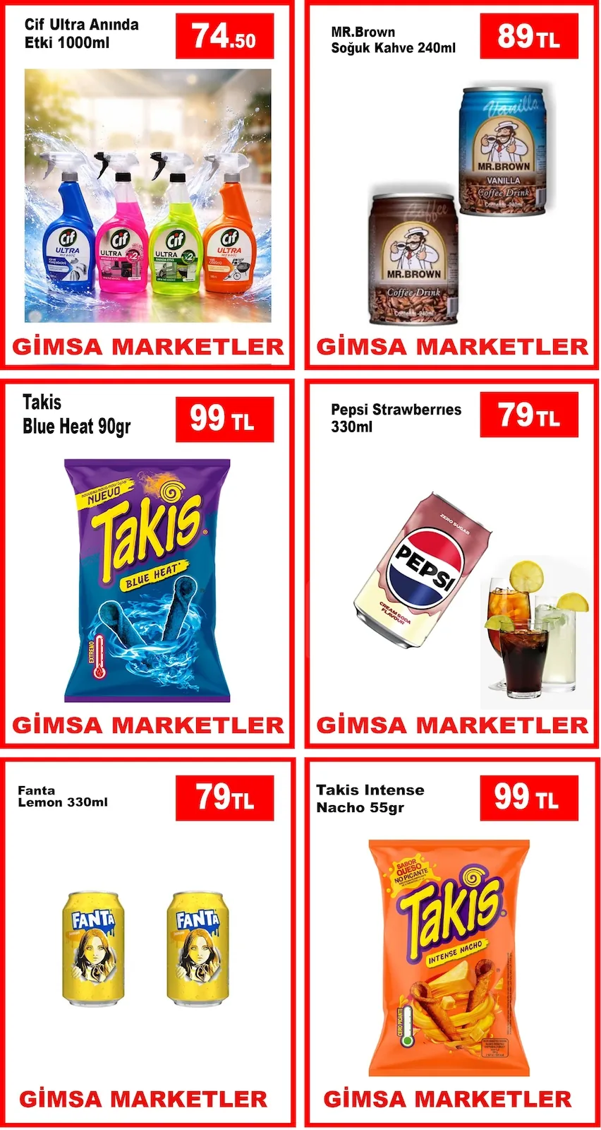 Gimsa Gimsa 6 Mayıs 2026 Aktüel Kataloğu sayfa 3: Takis Intense Nacho 55G, Pepsi Strawberries 330Ml