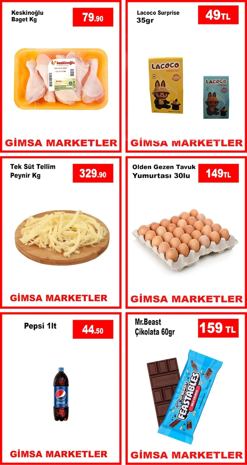 Gimsa Gimsa 6 Mayıs 2026 Aktüel Kataloğu sayfa 4: Tek Süt Tellim Peynir Kg, Mr.Beast Çikolata 60Gr