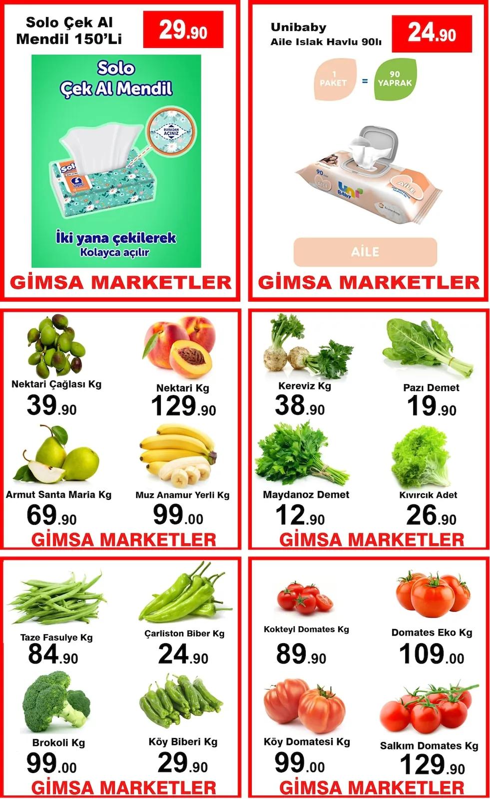 Gimsa Gimsa 6 Mayıs 2026 Aktüel Kataloğu sayfa 5: Unibaby Aile Islak Havlu 90 Adet, Çarliston Biber Kg