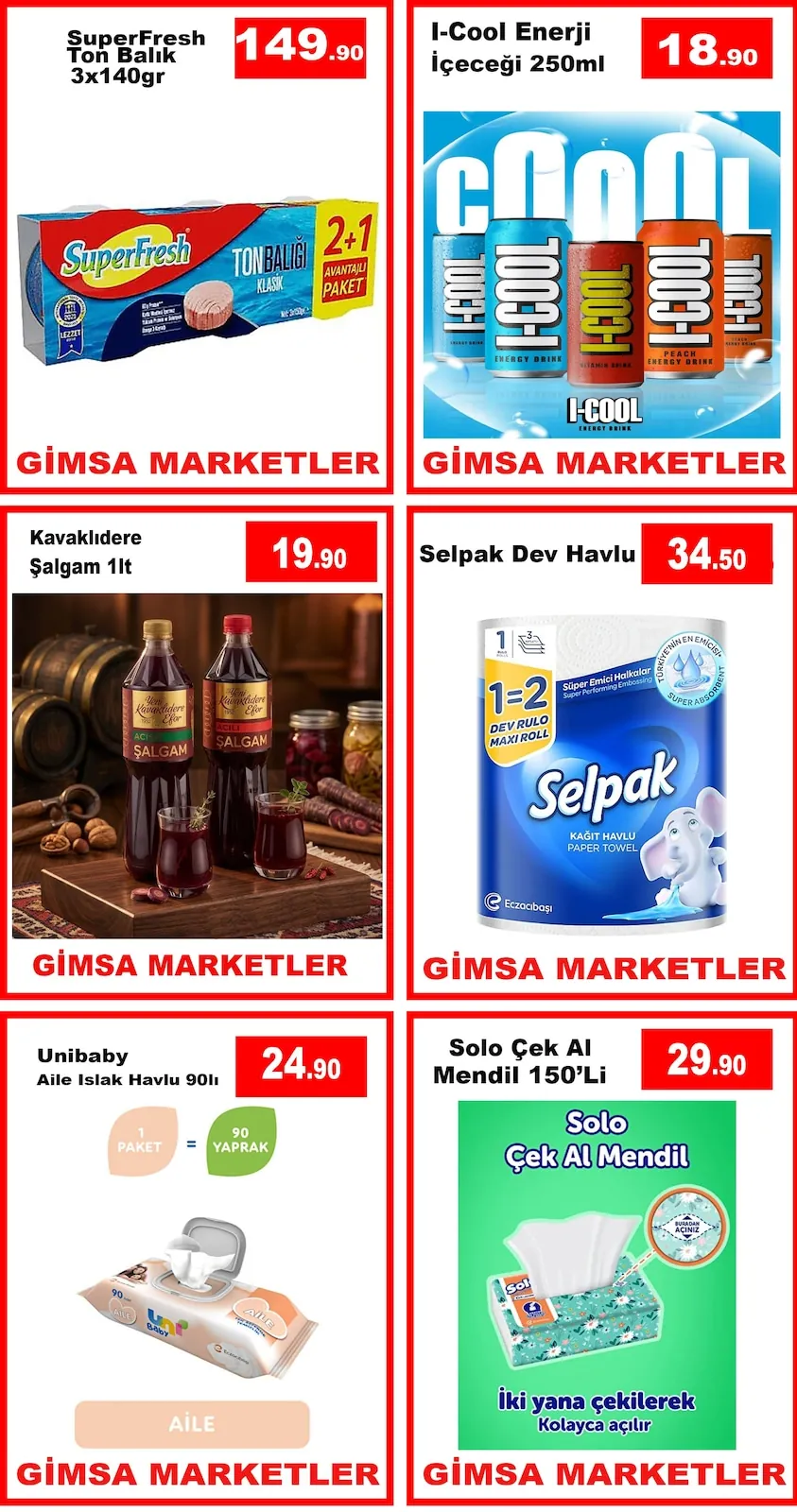 Gimsa Gimsa 7 Mayıs 2026 Aktüel Kataloğu sayfa 2: Kavaklıdere Şalgam 1Lt, Selpak Dev Havlu