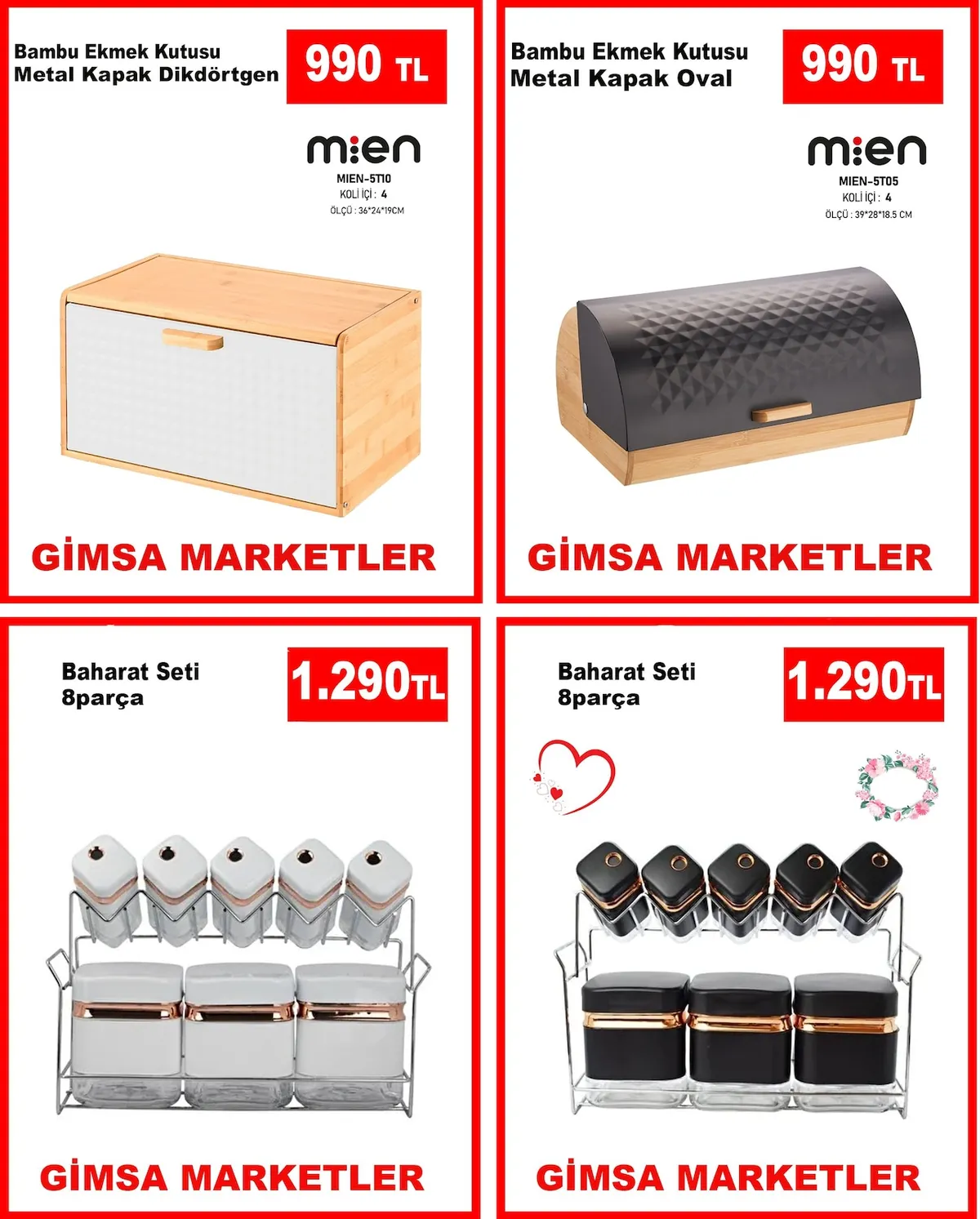 Gimsa Gimsa 9 Mayıs 2026 Aktüel Kataloğu sayfa 1: Baharat Seti 8 Parça, Bambu Ekmek Kutusu Metal Kapak Dikdörtgen