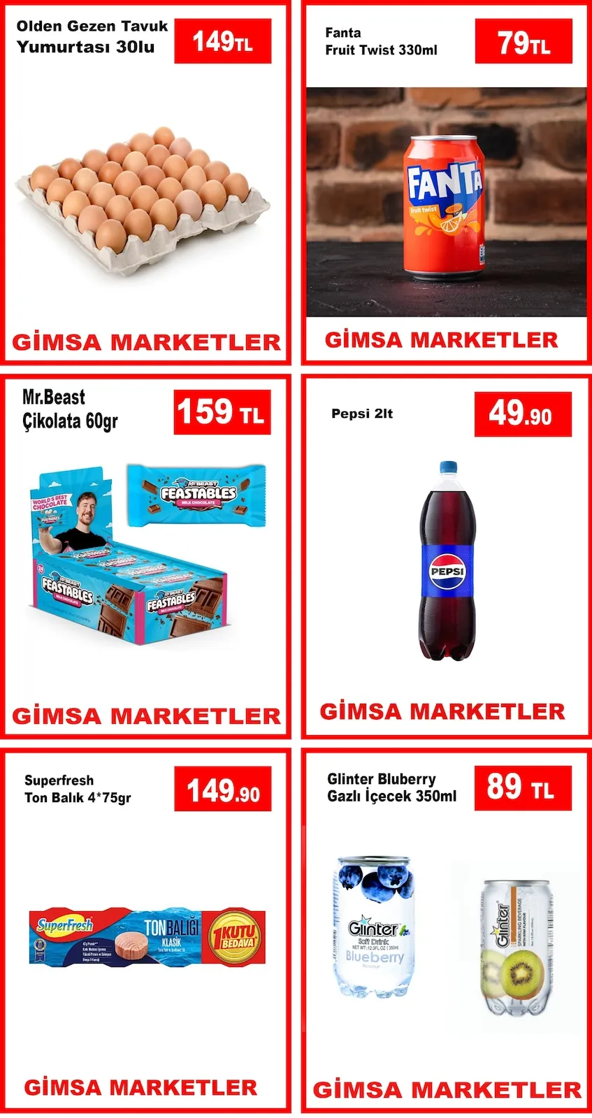 Gimsa Gimsa 11 Mayıs 2026 Aktüel Kataloğu sayfa 2: Pepsi 2Lt, Mr. Beast Çikolata 60Gr