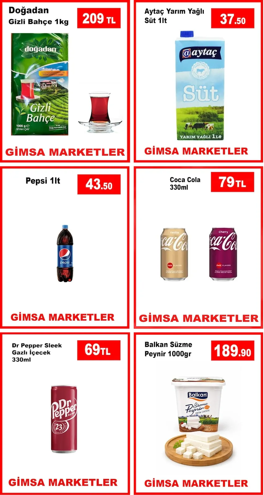 Gimsa Gimsa 14 Mayıs 2026 Aktüel Kataloğu sayfa 1: Balkan Süzme Peynir 1000Gr, Dr Pepper Sleek Gazlı İçecek 330Ml