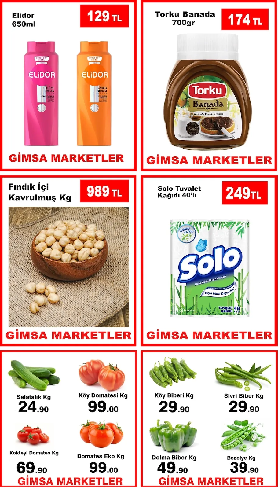 Gimsa Gimsa 14 Mayıs 2026 Aktüel Kataloğu sayfa 2: Solo Tuvalet Kağıdı 40'Lı, Fındık İçi Kavrulmuş Kg