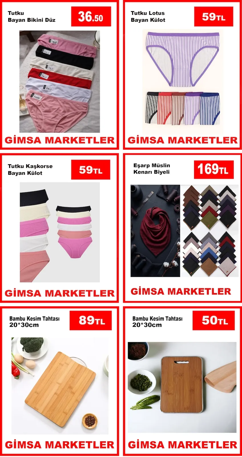 Gimsa Gimsa 16 Mayıs 2026 Aktüel Kataloğu sayfa 2: Bambu Kesim Tahtasi 20*30Cm, Tutku Lotus Bayan Kulot