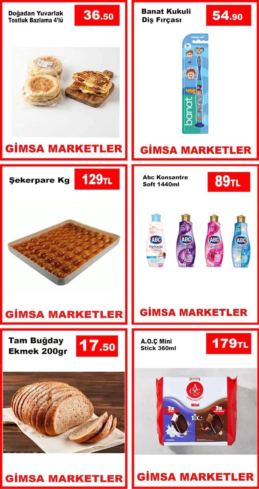 Gimsa Gimsa 18 Mayıs 2026 Aktüel Kataloğu sayfa 1: Banat Kukuli Diş Fırçası, Tam Buğday Ekmek 200Gr