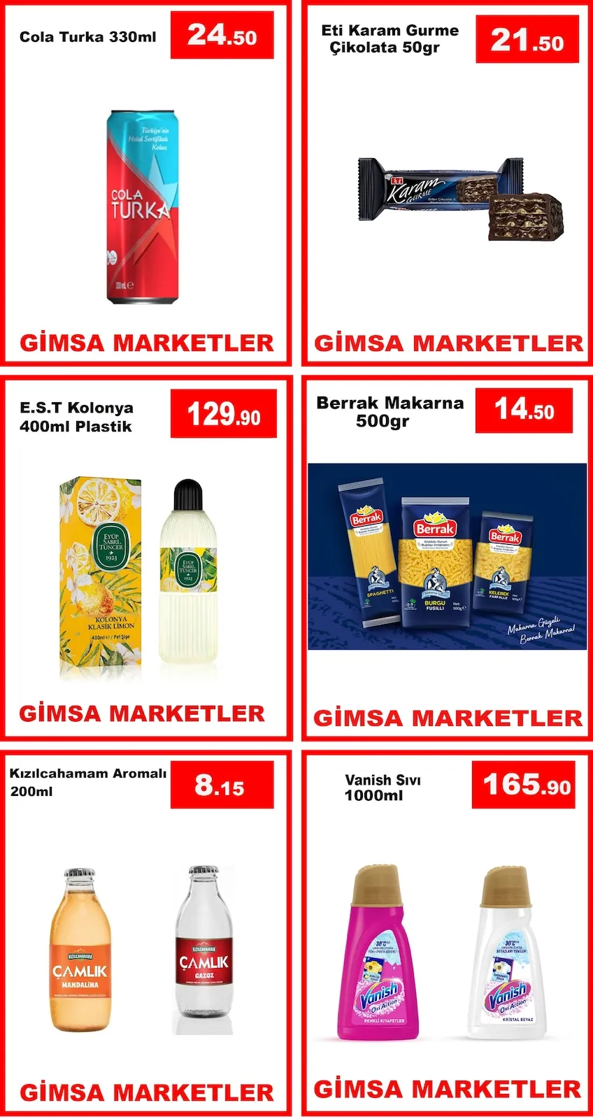 Gimsa Gimsa 18 Mayıs 2026 Aktüel Kataloğu sayfa 2: E.S.T Kolonya 400Ml Plastik, Vanish Sıvı 1000Ml