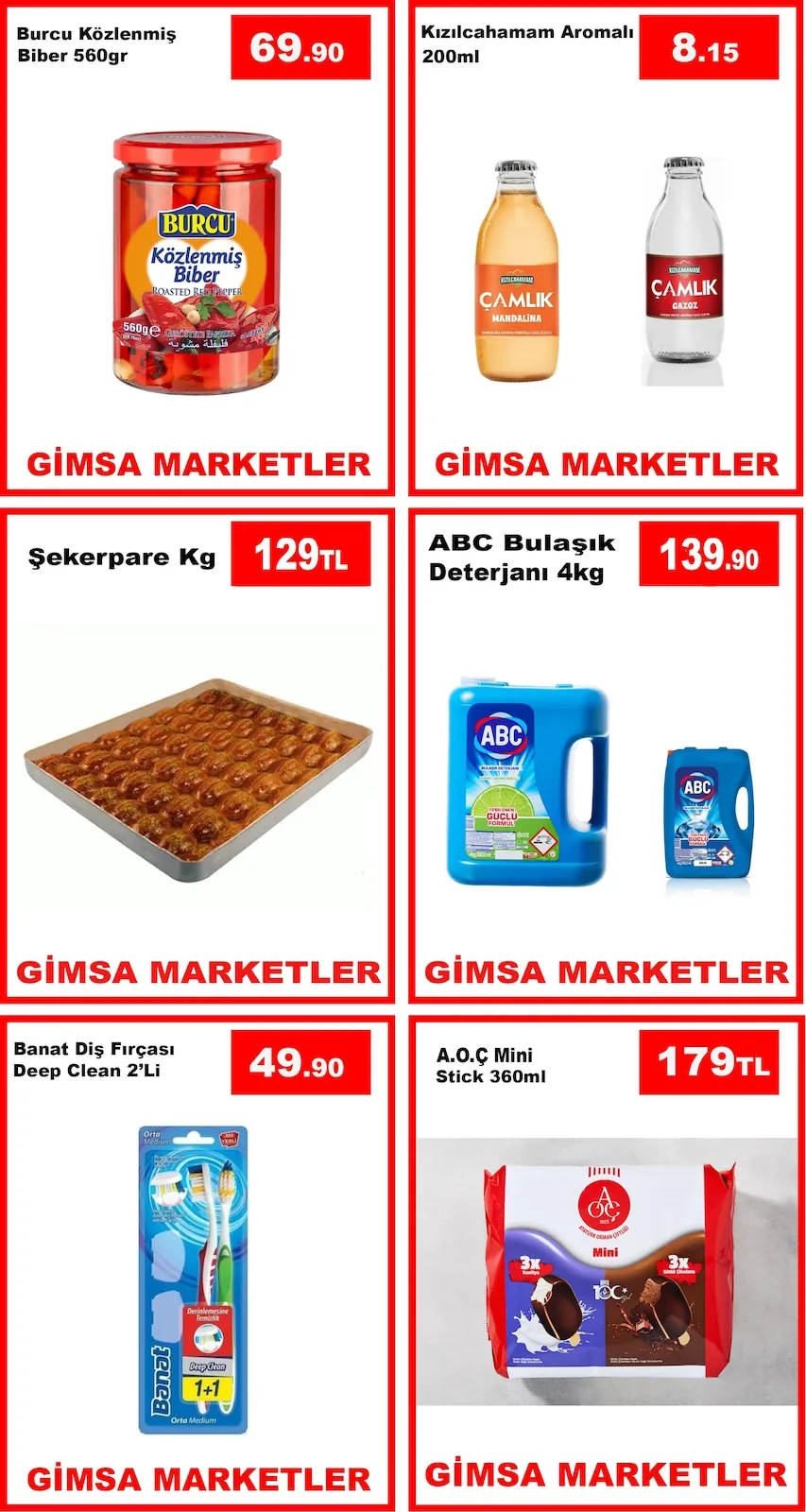 Gimsa Gimsa 20 Mayıs 2026 Aktüel Kataloğu sayfa 1: Banat Diş Fırçası Deep Clean 2'Li, A.O.Ç Mini Stick 360Ml