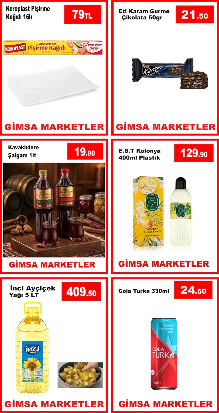 Gimsa Gimsa 20 Mayıs 2026 Aktüel Kataloğu sayfa 2: Cola Turka 330Ml, E.S.T Kolonya 400Ml Plastik
