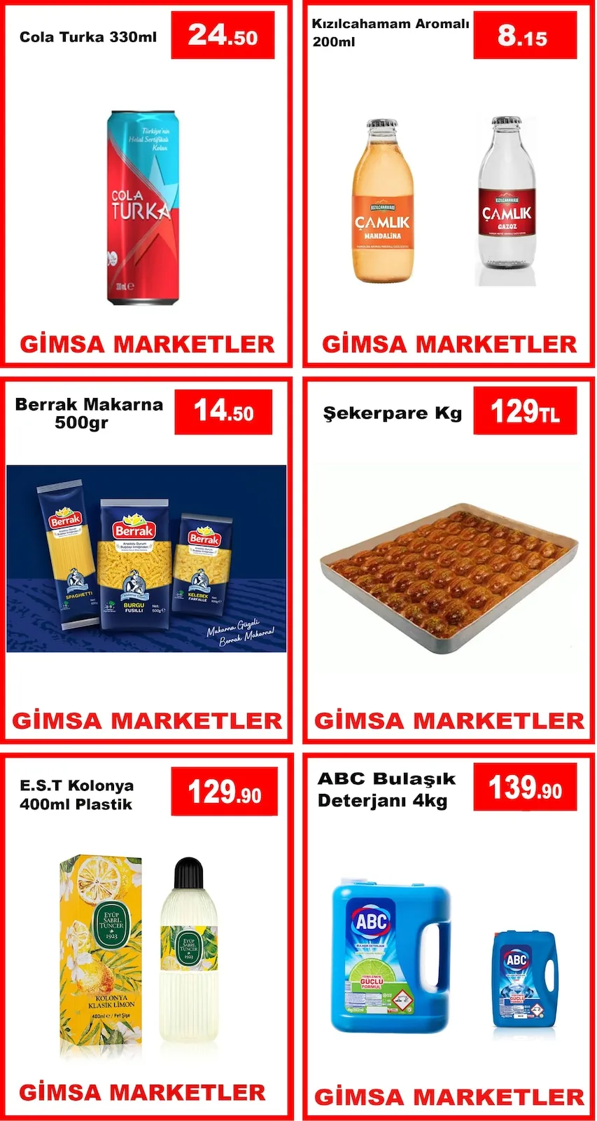 Gimsa Gimsa 21 Mayıs 2026 Aktüel Kataloğu sayfa 1: E.S.T Kolonya 400Ml Plastik, Şekerpare Kg