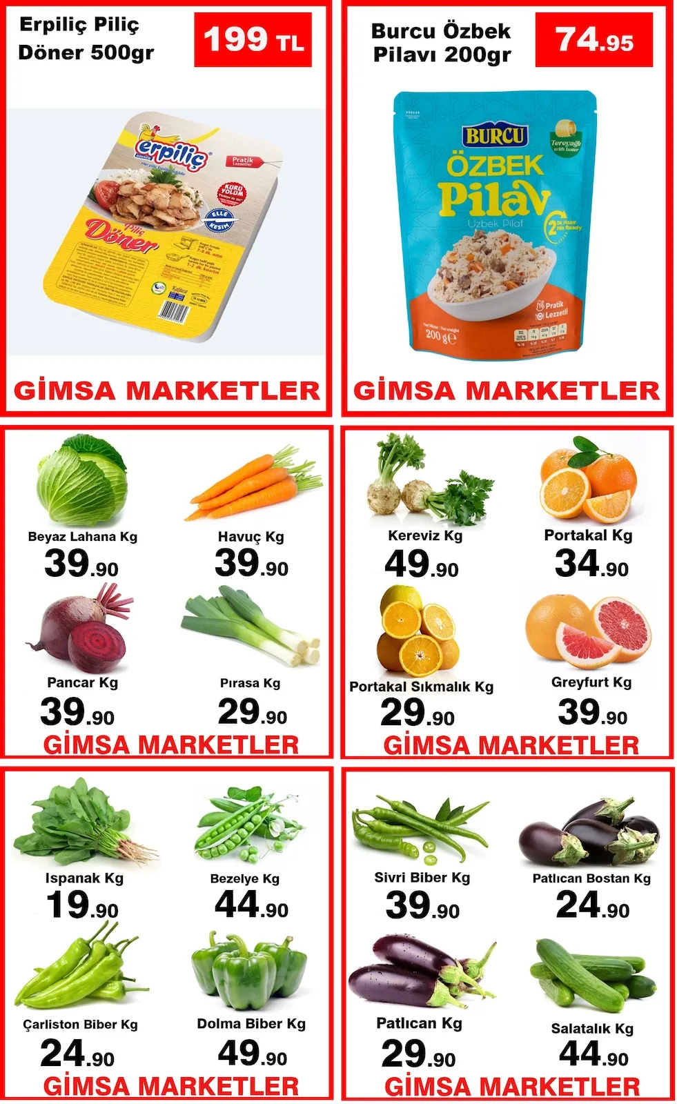 Gimsa Gimsa 25 Mayıs 2026 Aktüel Kataloğu sayfa 5: Burcu Özbek Pilavı 200Gr, Erpiliç Piliç Döner 500Gr