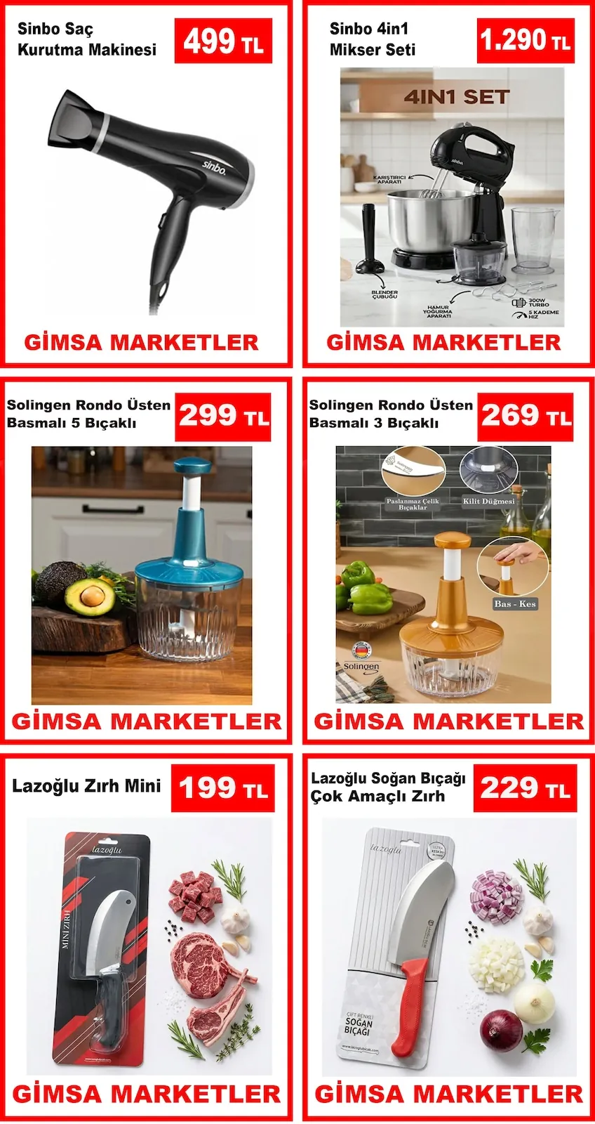 Gimsa Gimsa 25 Mayıs 2026 Aktüel Kataloğu sayfa 3: Sinbo Saç Kurutma Makinesi, Sinbo 4In1 Mikser Seti