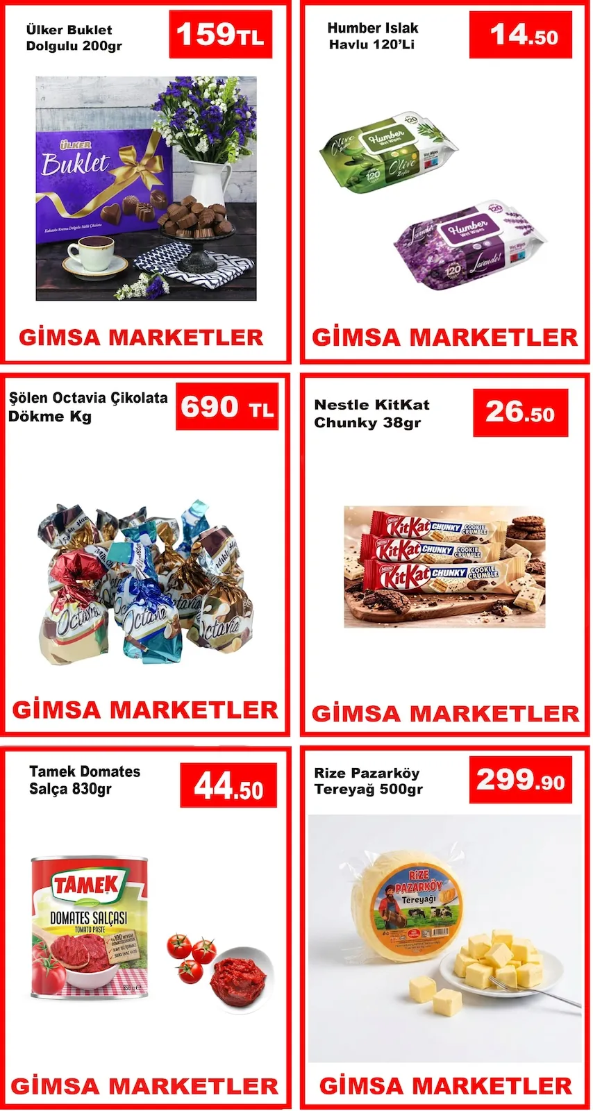 Gimsa Gimsa 26 Mayıs 2026 Aktüel Kataloğu sayfa 6: Humber Islak Havlu 120'Li, Rize Pazarköy Tereyağı 500Gr
