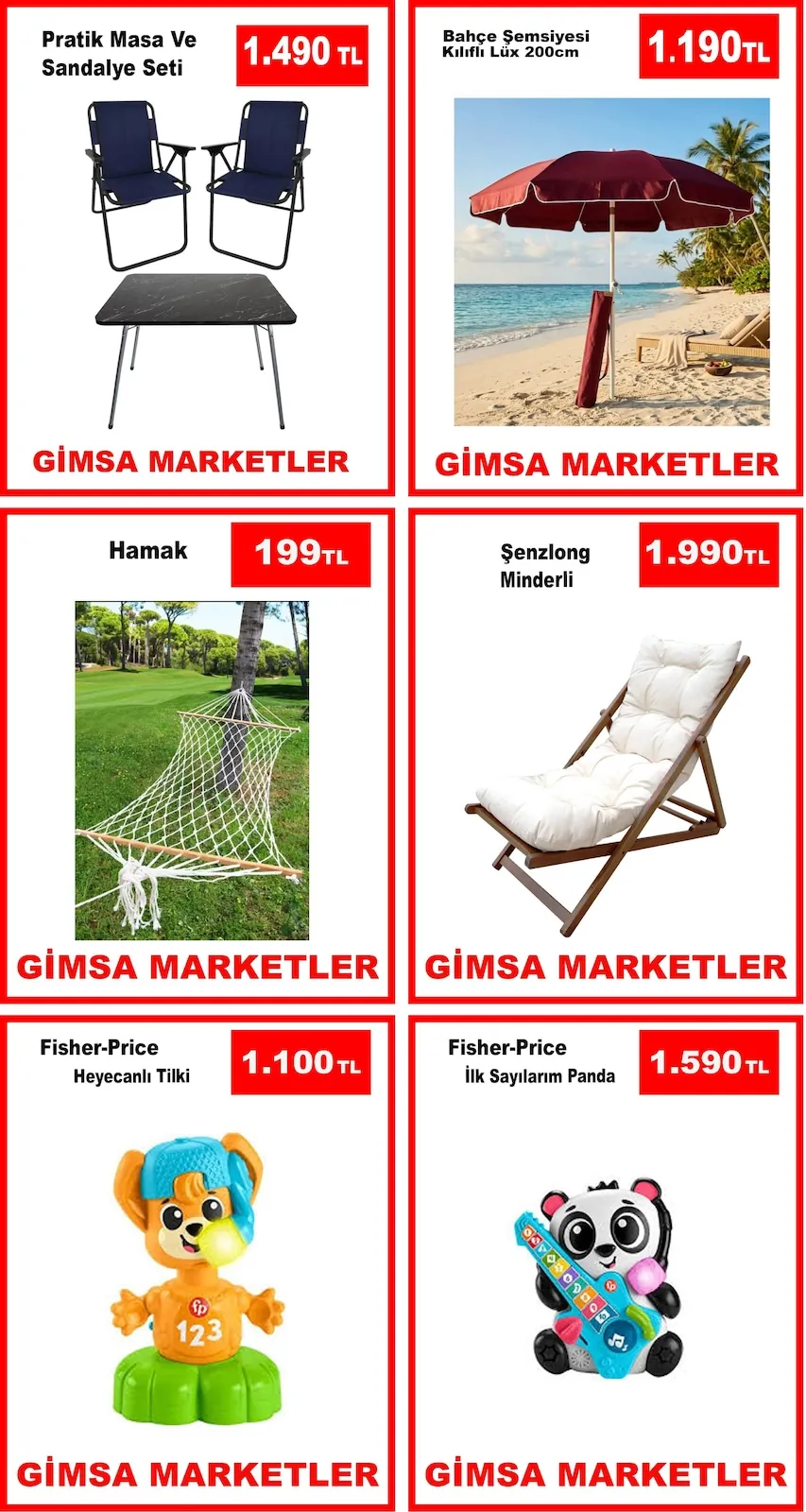 Gimsa Gimsa 8 Haziran 2026 Aktüel Kataloğu sayfa 1: Sen İzlong Minderli, Fisher-Price Heyecanlı Tilki