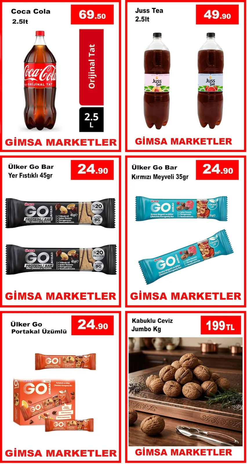 Gimsa Gimsa 9 Haziran 2026 Aktüel Kataloğu sayfa 3: Kabuklu Ceviz Jumbo Kg, Coca Cola 2.5Lt
