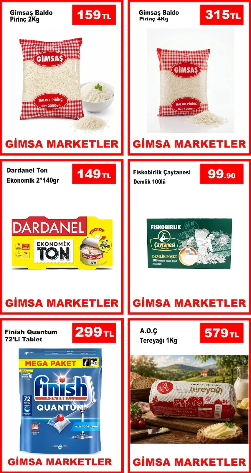 Gimsa Gimsa 10 Haziran 2026 Aktüel Kataloğu sayfa 1: Gimsaş Baldo Pirinç 2Kg, Gimsaş Baldo Pirinç 4Kg
