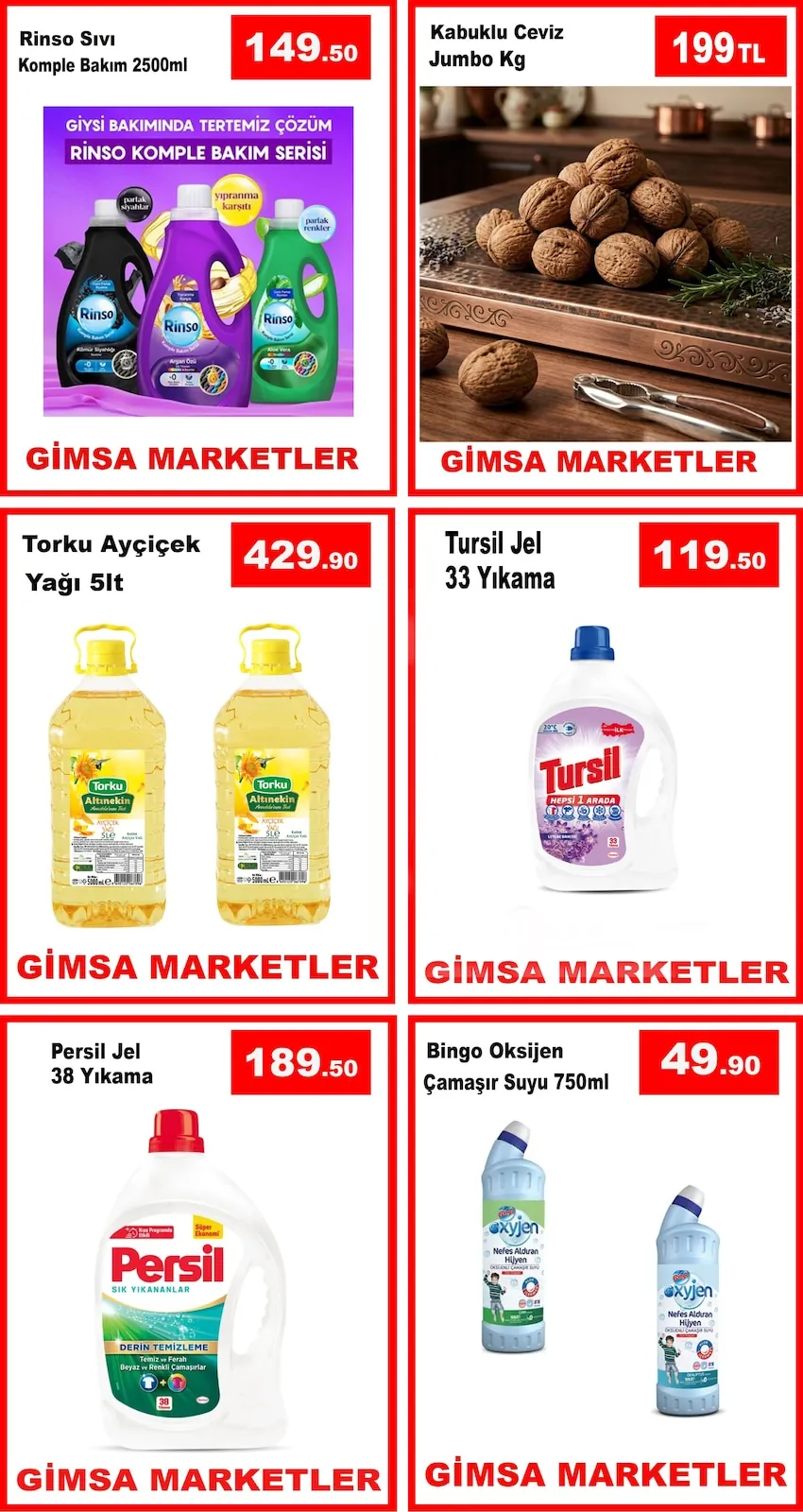Gimsa Gimsa 10 Haziran 2026 Aktüel Kataloğu sayfa 2: Persil Jel 38 Yıkama, Tursil Jel 33 Yıkama