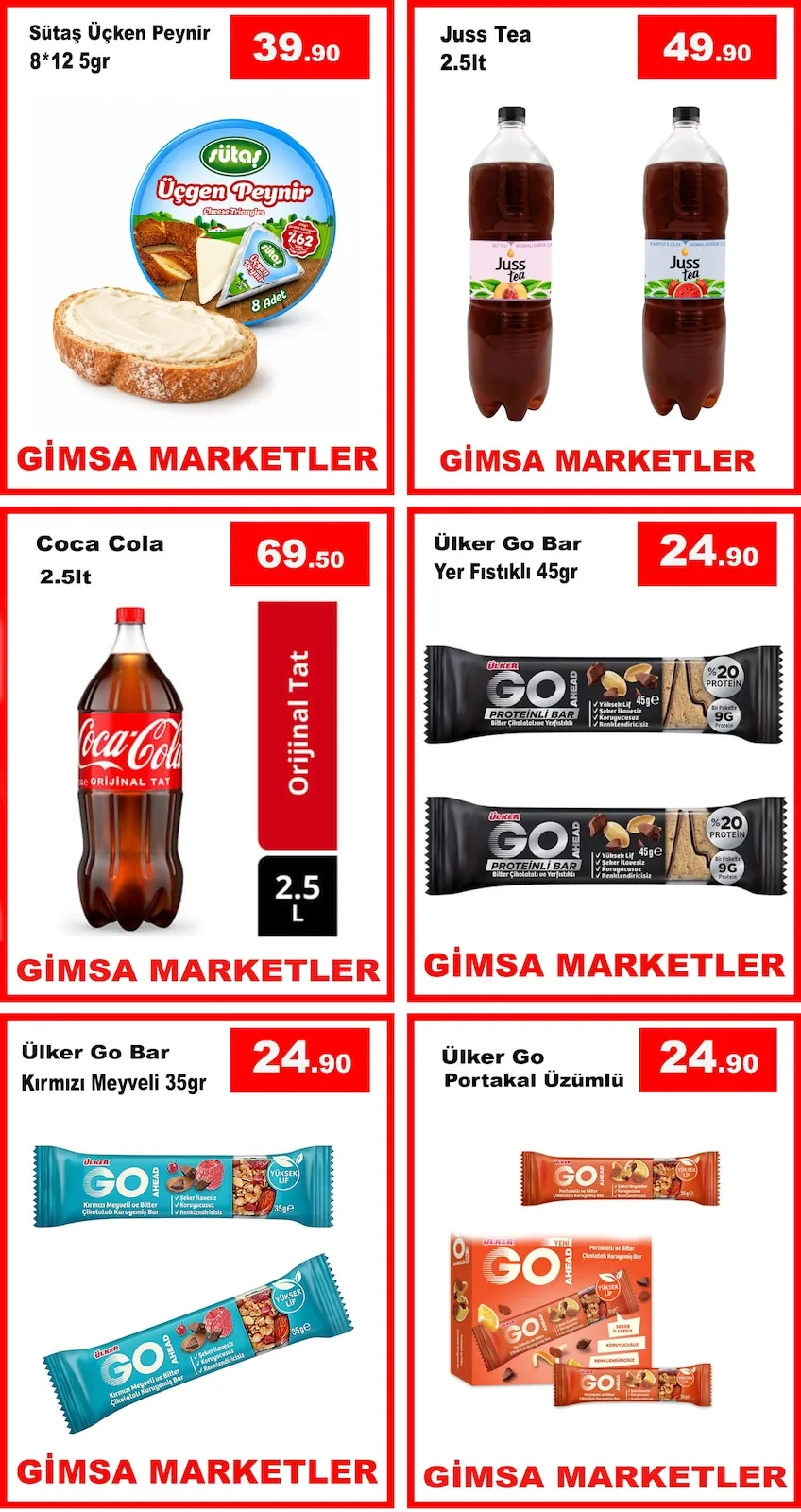 Gimsa Gimsa 10 Haziran 2026 Aktüel Kataloğu sayfa 3: Coca Cola 2.5Lt, Sütaş Üçgen Peynir 8*12 5Gr