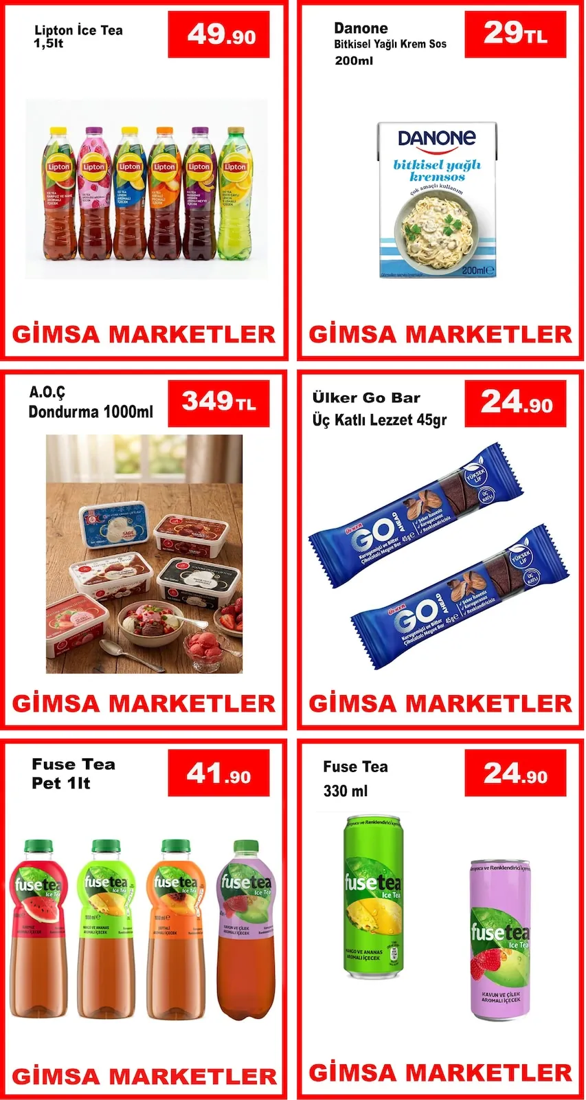 Gimsa Gimsa 10 Haziran 2026 Aktüel Kataloğu sayfa 4: Danone Bitkisel Yağlı Krem Sos 200Ml, Ülker Go Bar Üç Katlı Lezzet 45Gr