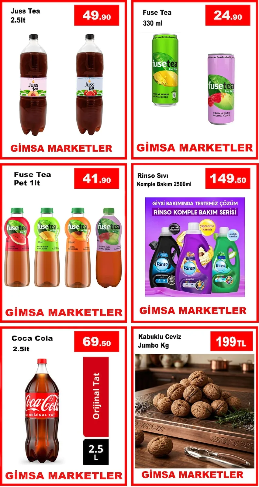 Gimsa Gimsa 11 Haziran 2026 Aktüel Kataloğu sayfa 3: Coca Cola 2.5 Lt, Fuse Tea 330 Ml