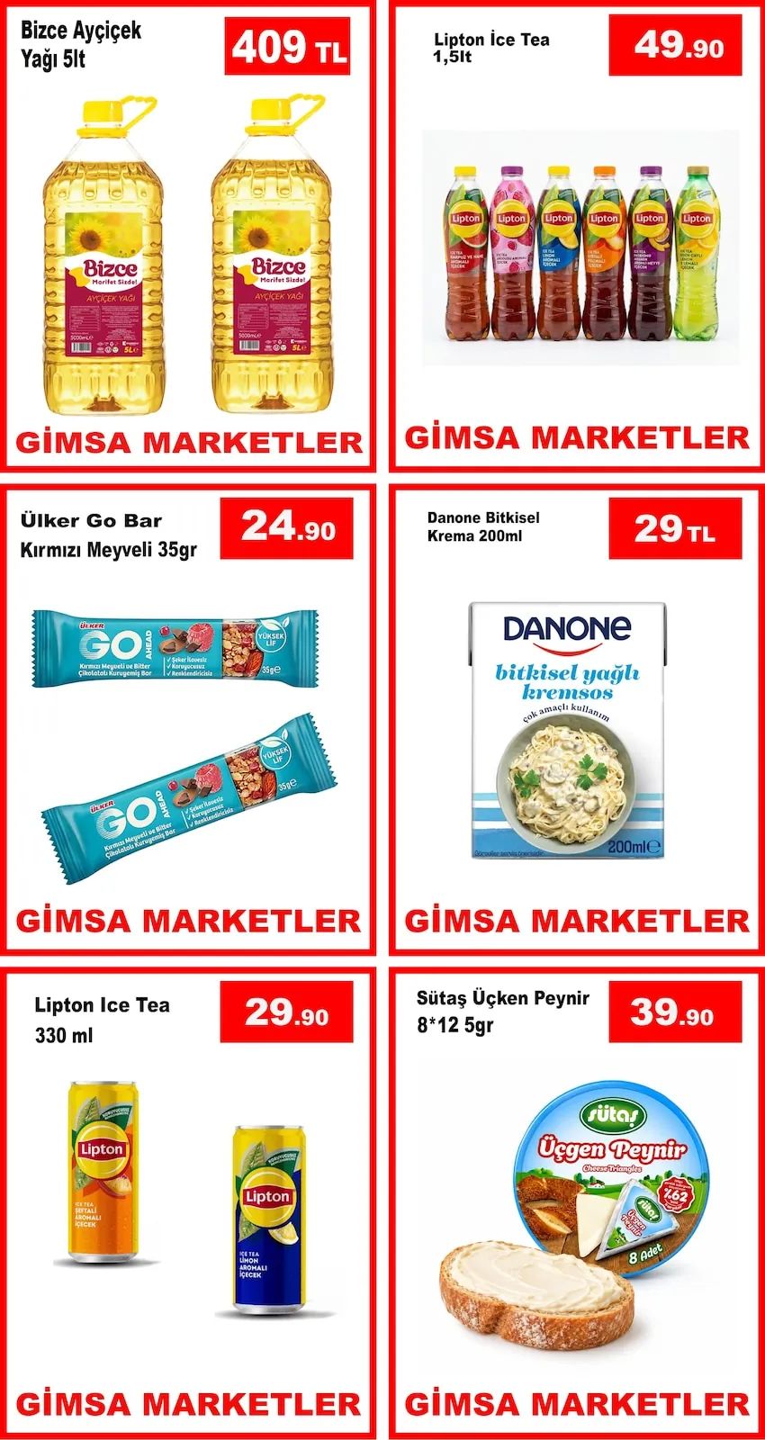 Gimsa Gimsa 11 Haziran 2026 Aktüel Kataloğu sayfa 4: Danone Bitkisel Krema 200Ml, Lipton Ice Tea 330 Ml