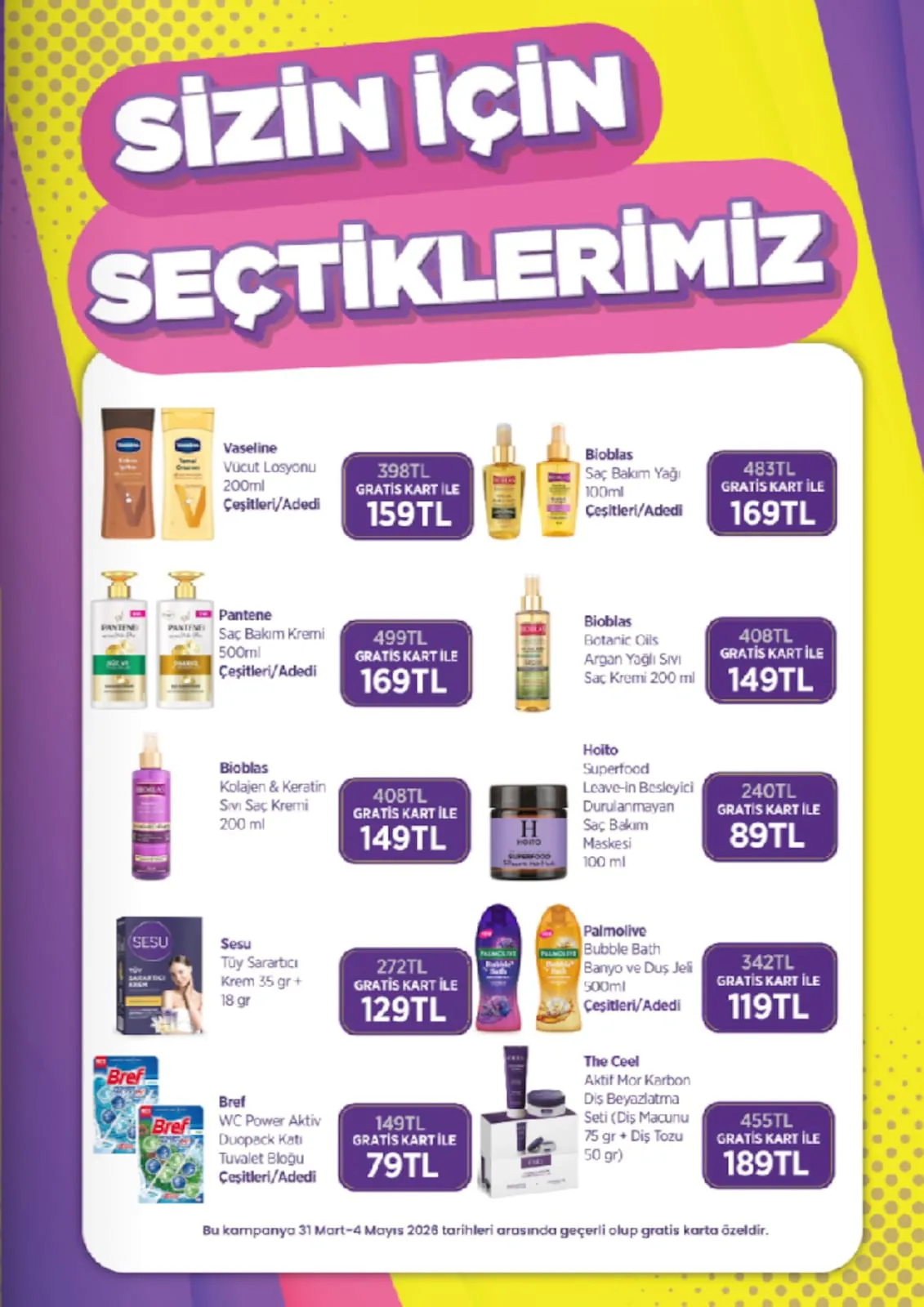 Gratis Gratis 1 Nisan 2026 Aktüel Kataloğu sayfa 9: Bioblas Kolajen & Keratin Sıvı Saç Kremi 200 Ml, Pantene Saç Bakım Kremi 500Ml Çeşitleri/Adedi