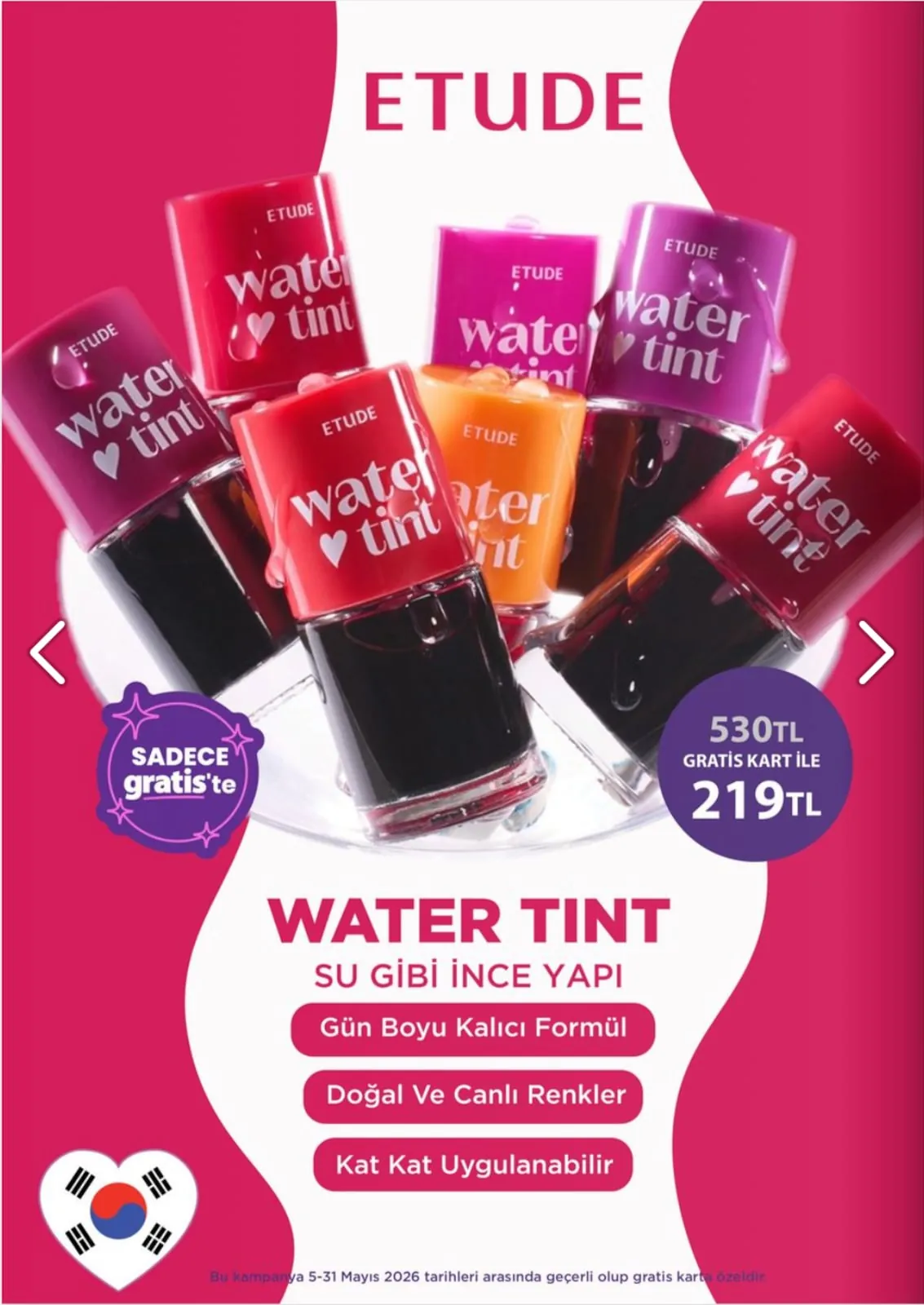 Gratis Gratis 5 Mayıs 2026 Aktüel Kataloğu sayfa 20: Etude Water Tint