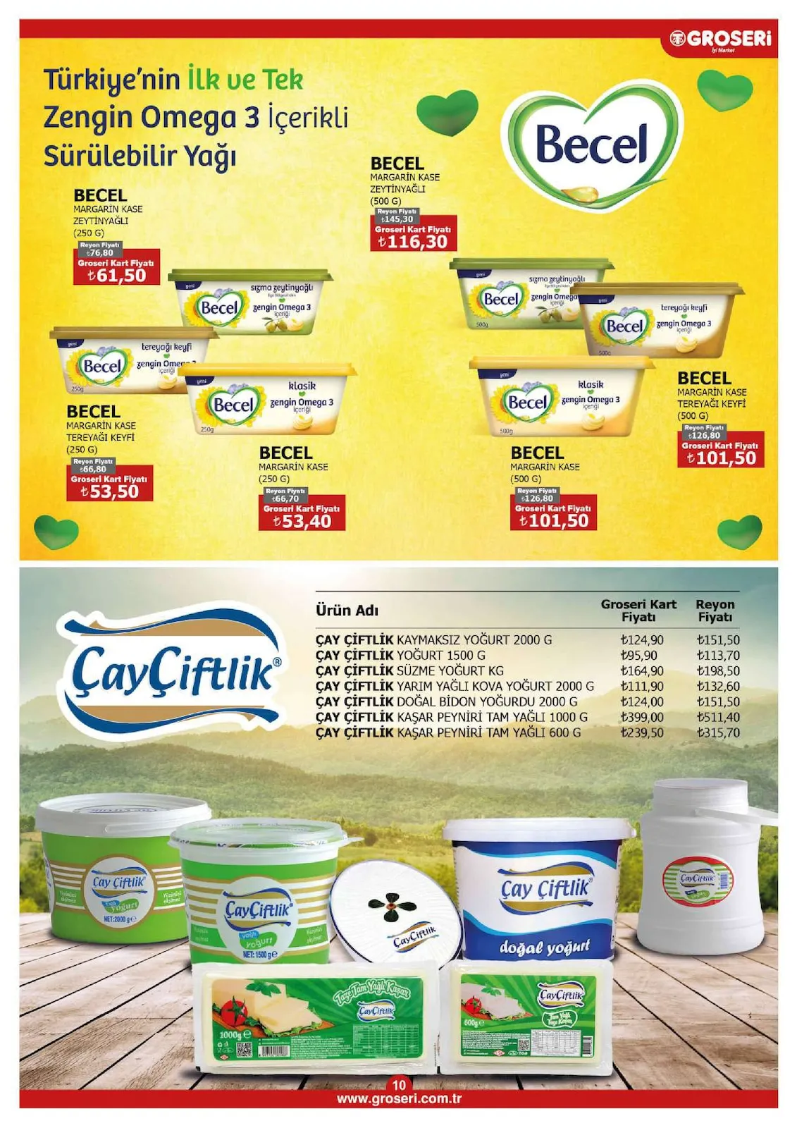 Groseri Groseri 1 Şubat 2026 Aktüel Kataloğu sayfa 10: Becel Margarin Kase Zeytinyağlı (250 G), Becel Margarin Kase (500 G)