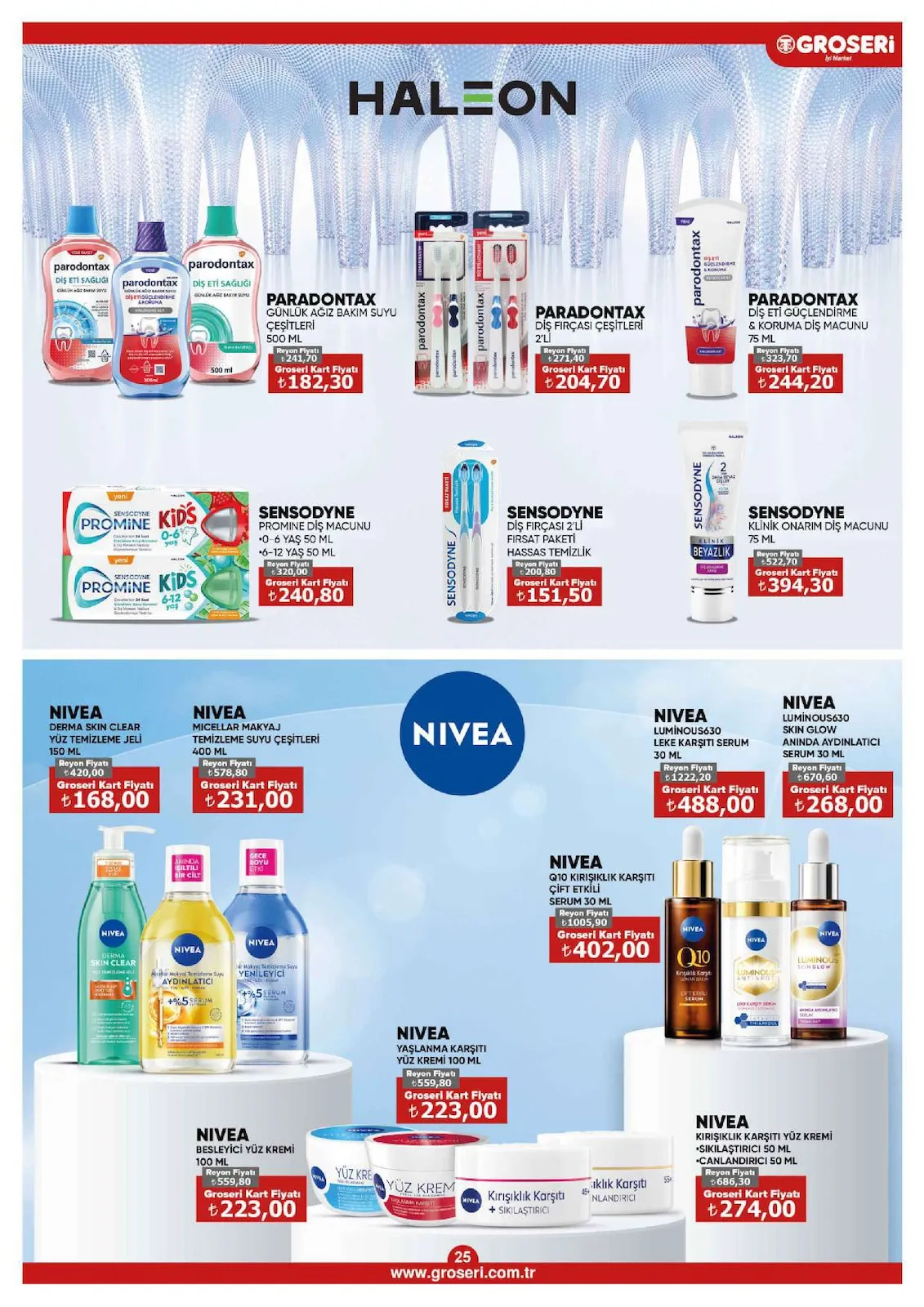 Groseri Groseri 1 Şubat 2026 Aktüel Kataloğu sayfa 25: Sensodyne Klinik Onarım Diş Macunu 75 Ml, Sensodyne Diş Fırçası 2'Li Fırsat Paketi Hassas Temizlik