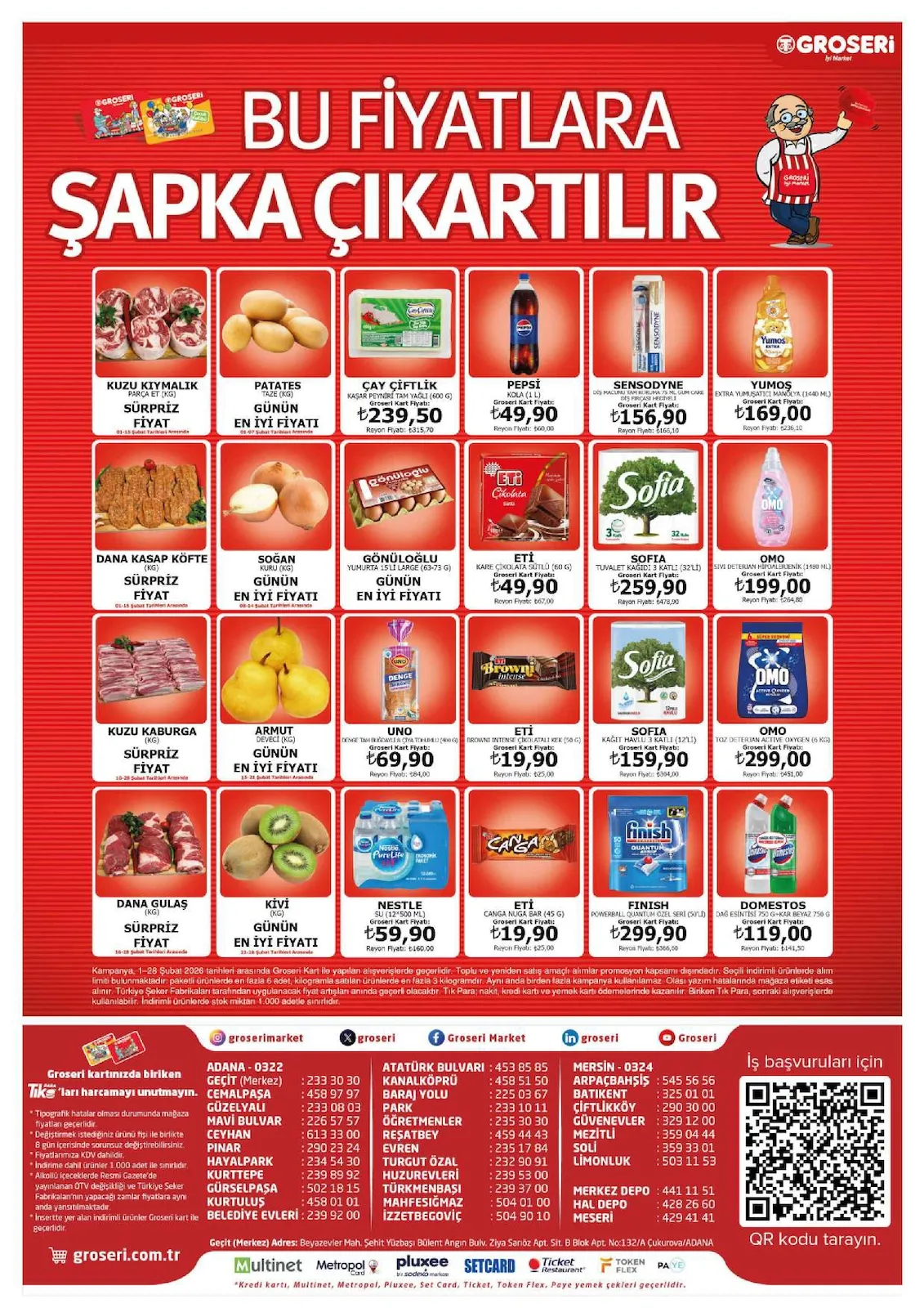 Groseri Groseri 1 Şubat 2026 Aktüel Kataloğu sayfa 32: Finish Powerball Quantum Özel Seri (50'Li), Eti Browni Intense Çikolatalı Kek (50 G)