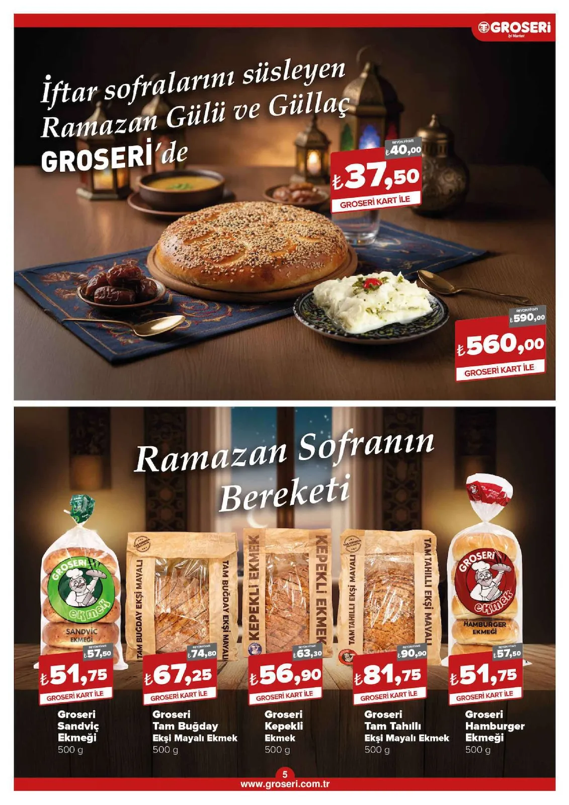 Groseri Groseri 1 Şubat 2026 Aktüel Kataloğu sayfa 5: Groseri Sandviç Ekmeği 500 G