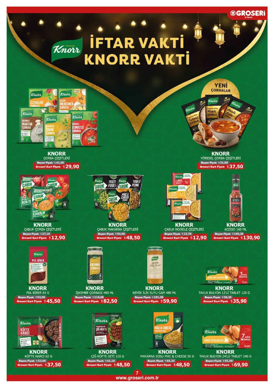 Groseri Groseri 1 Şubat 2026 Aktüel Kataloğu sayfa 7: Knorr İşkembe Çorbası 480 Ml, Knorr Kemik İlik Suyu Cam 480 Ml