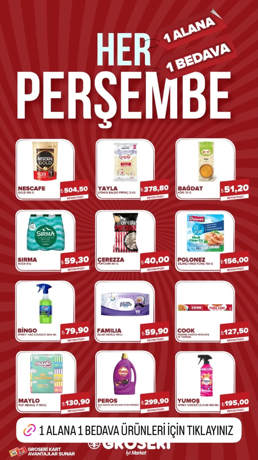 Groseri Groseri 26 Şubat 2026 Aktüel Kataloğu sayfa 1: Sirma Soda 6'Li, Maylo Puf Mendi̇L 3*150'Li̇