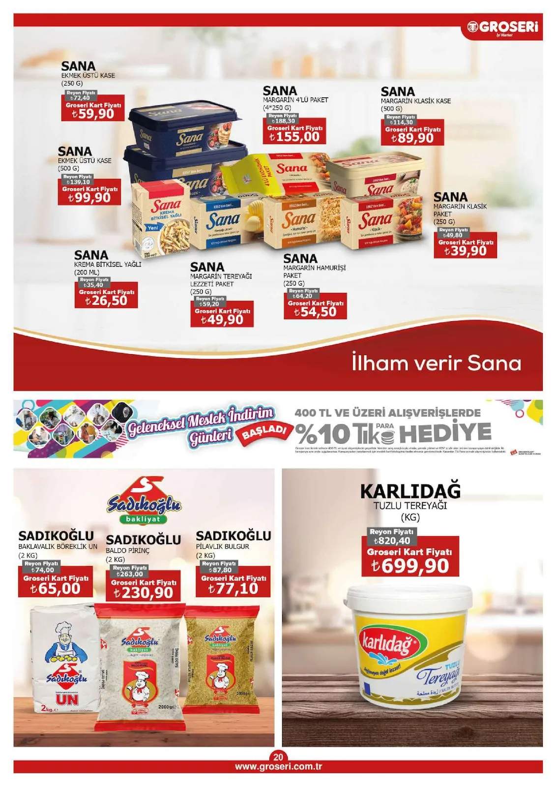 Groseri Groseri 1 Mart 2026 Aktüel Kataloğu sayfa 20: Ece Ahşap Karıştırıcı 50'Li (Ad), Hello Cam Küllük (Ad)