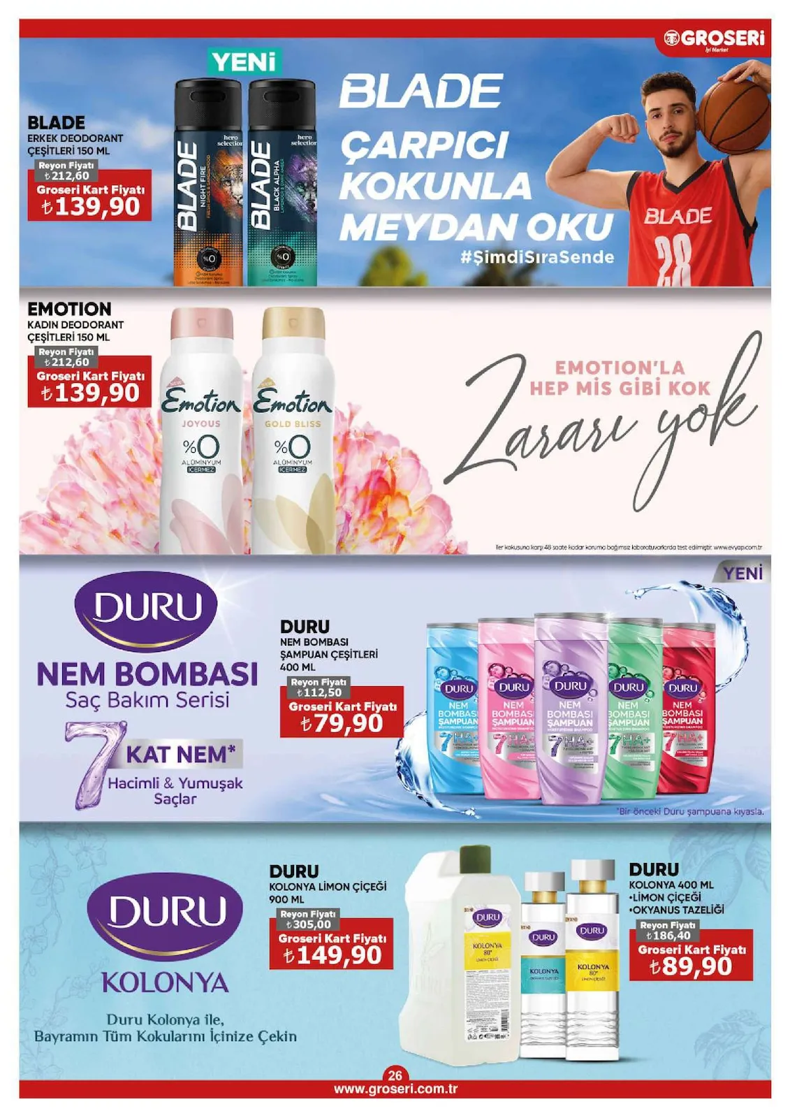 Groseri Groseri 1 Mart 2026 Aktüel Kataloğu sayfa 26: Aroma Lux 7/24 Kalıcı Parfüm Domestos Wc Blok Aroma Lux Çeşitleri 2X50 G, Omo Ultra Power Kapsül Deterjan Beyazlar & Renkliler 18'Li 234 G