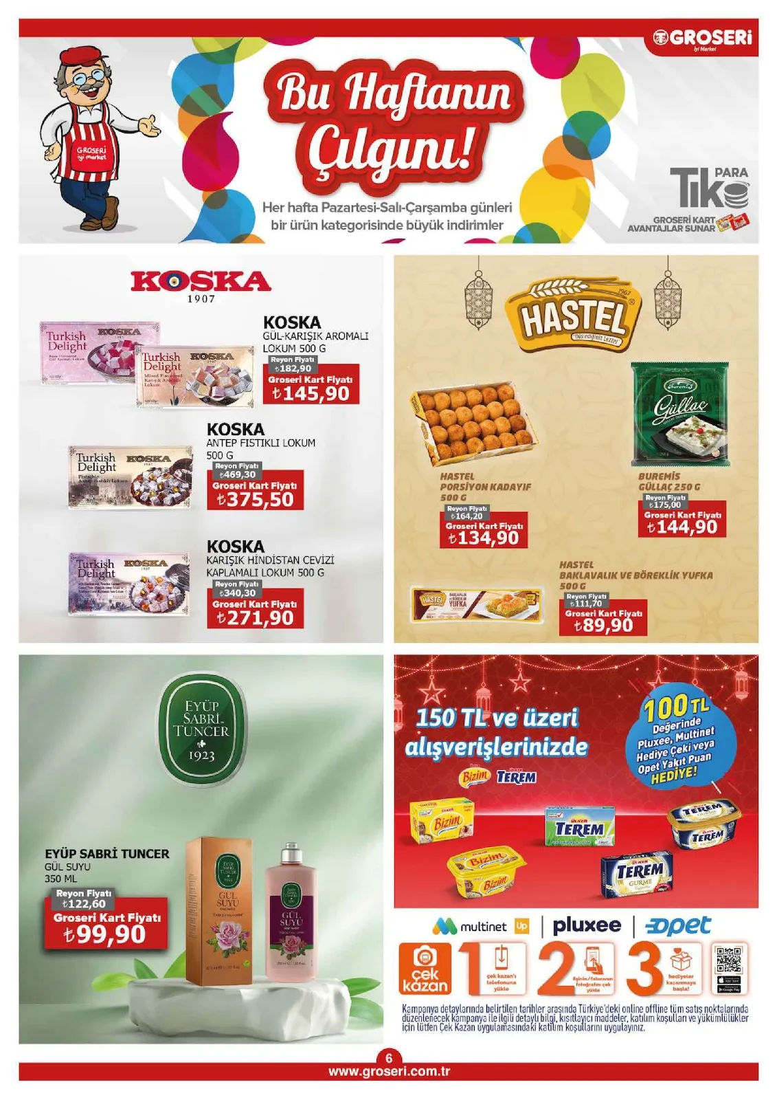 Groseri Groseri 1 Mart 2026 Aktüel Kataloğu sayfa 6: Eti Crax Thins Çeşitleri 70 G, Eti Lifalif Çeşitleri