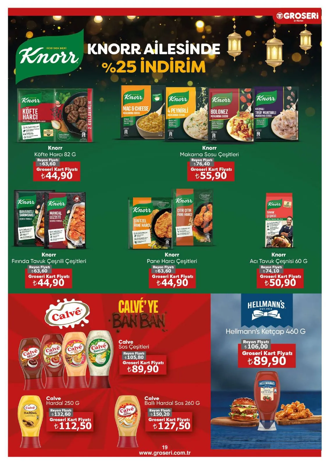Groseri Groseri 1 Mayıs 2026 Aktüel Kataloğu sayfa 19: Knorr Fırında Tavuk Çeşnili Çeşitleri, Knorr Acı Tavuk Çeşnisi 60 G