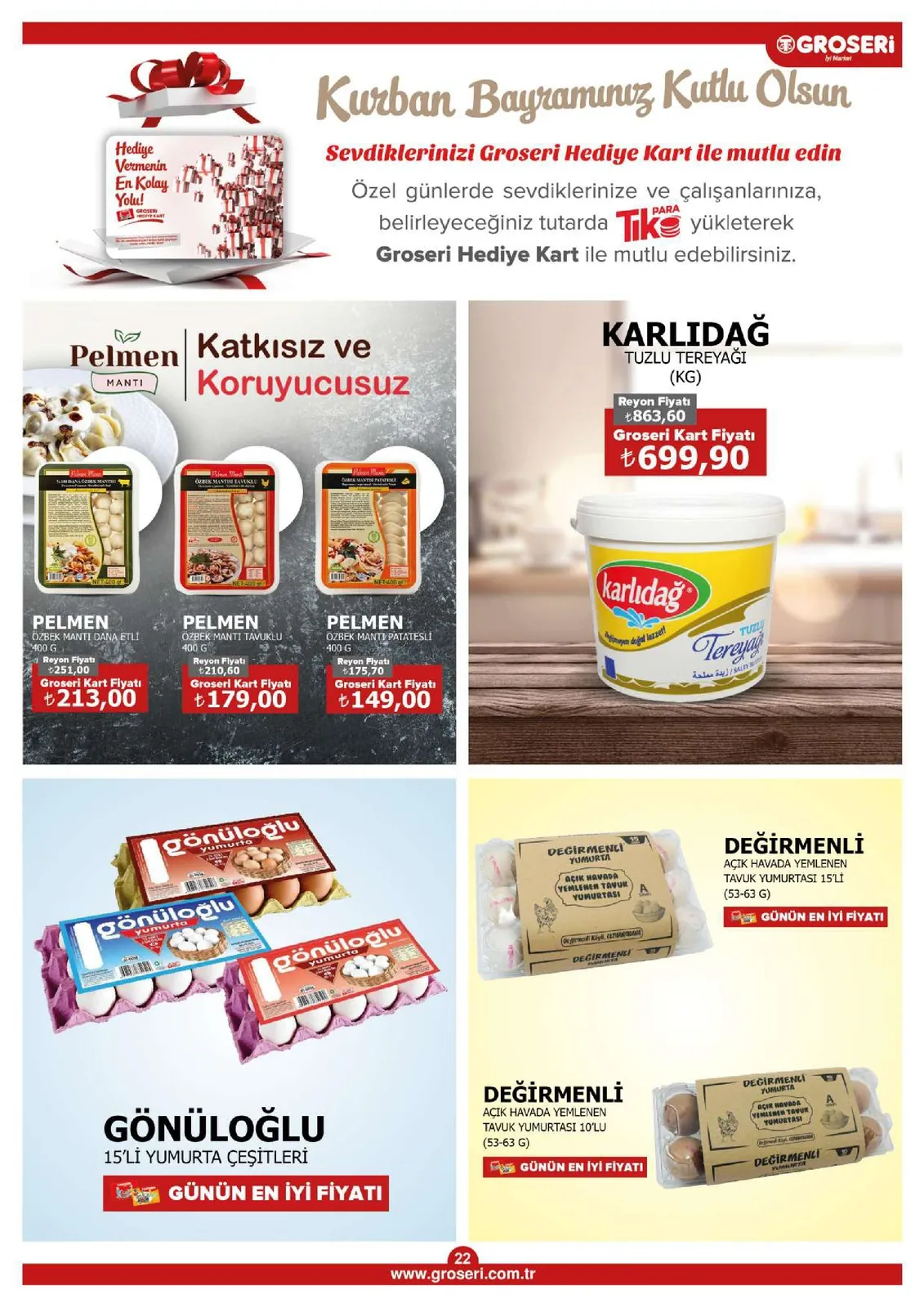 Groseri Groseri 1 Mayıs 2026 Aktüel Kataloğu sayfa 22: Pelmen Özbek Mantı Patatesli 400 G, Pelmen Özbek Mantı Tavuklu 400 G