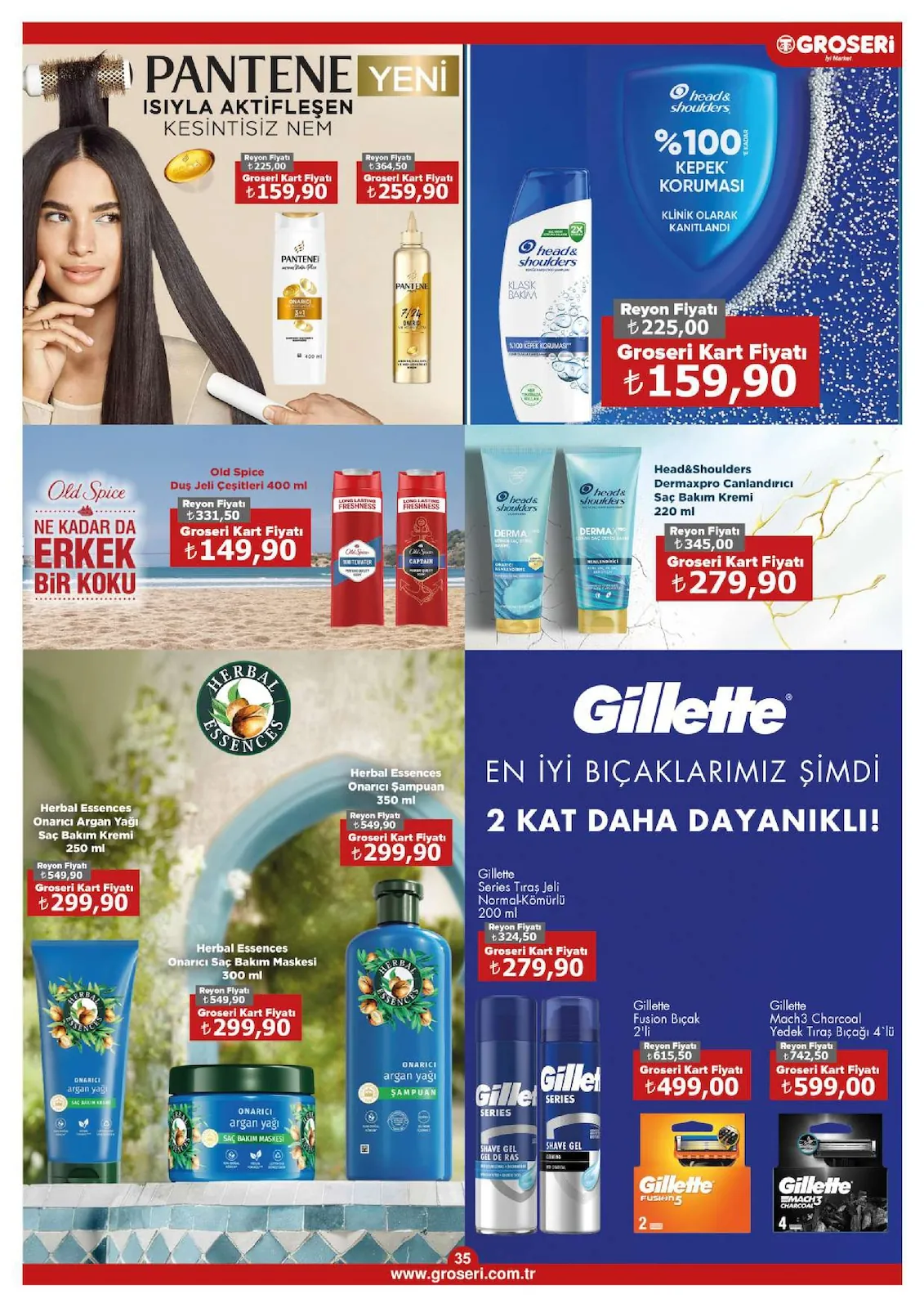 Groseri Groseri 1 Haziran 2026 Aktüel Kataloğu sayfa 35: Pantene 7/24 Ömrü Uzatan Saç Bakım Sütü, Head & Shoulders Dermaxpro Canlandırıcı Saç Bakım Kremi 220 Ml