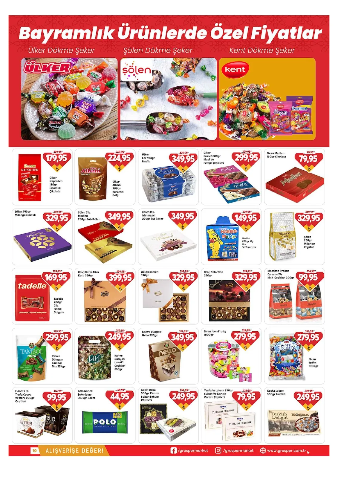 Grosper Grosper 13 Mart 2026 Aktüel Kataloğu sayfa 10: Ülker Buklet 208Gr Mavi Ve Pembe Çeşitleri, Ülker Albeni 300Gr Karamel Dolg.