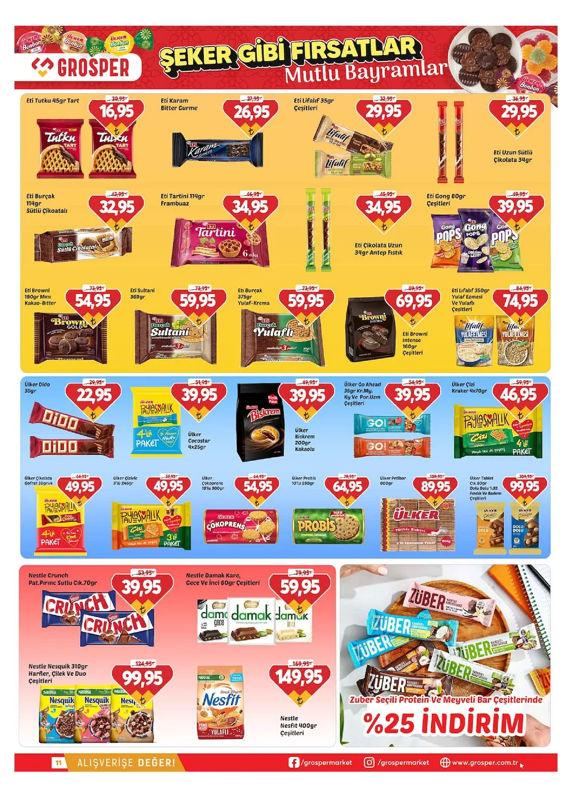 Grosper Grosper 13 Mart 2026 Aktüel Kataloğu sayfa 11: Ülker Cocostar 4X25Gr, Ülker Biskrem 200Gr Kakaolu