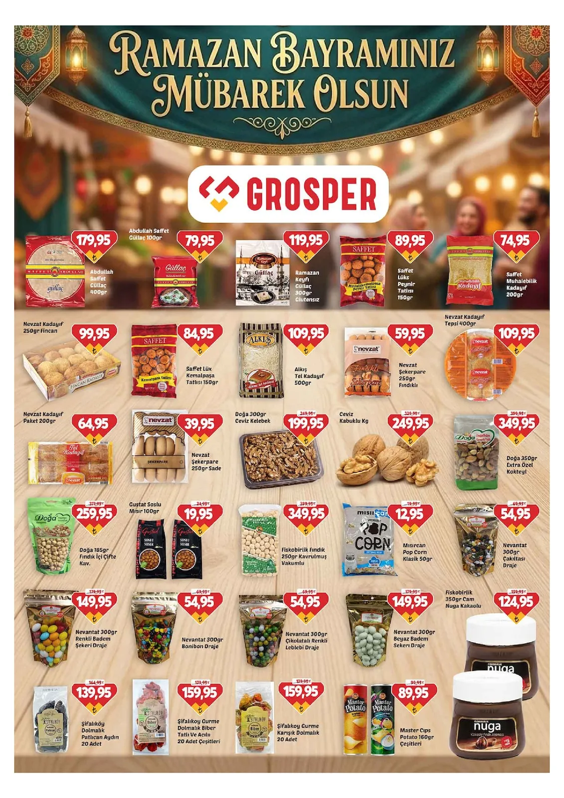 Grosper Grosper 13 Mart 2026 Aktüel Kataloğu sayfa 12: Nevantat 300Gr Beyaz Badem Şekeri Draje, Doğa 185Gr Fındık İçi Çifte Kav.