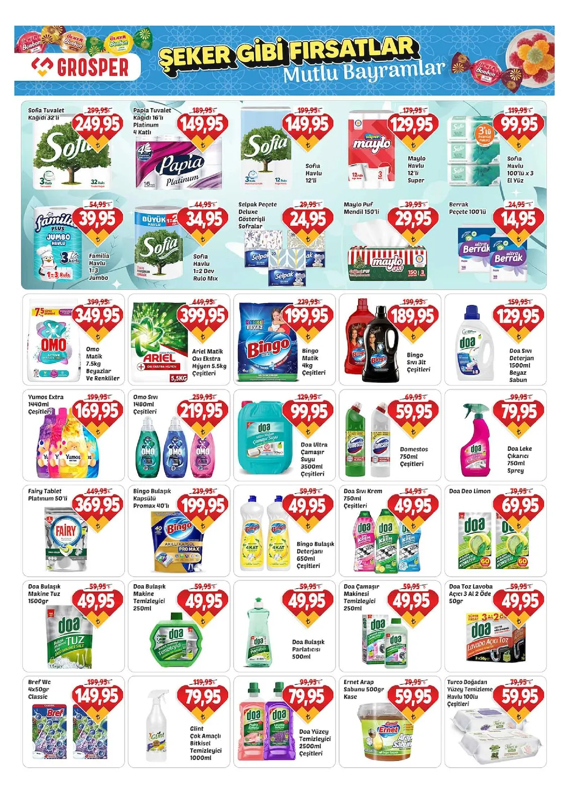 Grosper Grosper 13 Mart 2026 Aktüel Kataloğu sayfa 15: Doa Ultra Çamaşır Suyu 3500Ml Çeşitleri, Doa Leke Çıkarıcı 750Ml Sprey