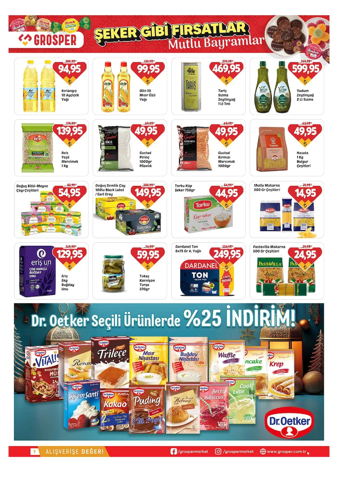 Grosper Grosper 13 Mart 2026 Aktüel Kataloğu sayfa 7: Tariş Sızma Zeytinyağı 1 Lt Tnk, Olin 1Lt Mısır Özü Yağı