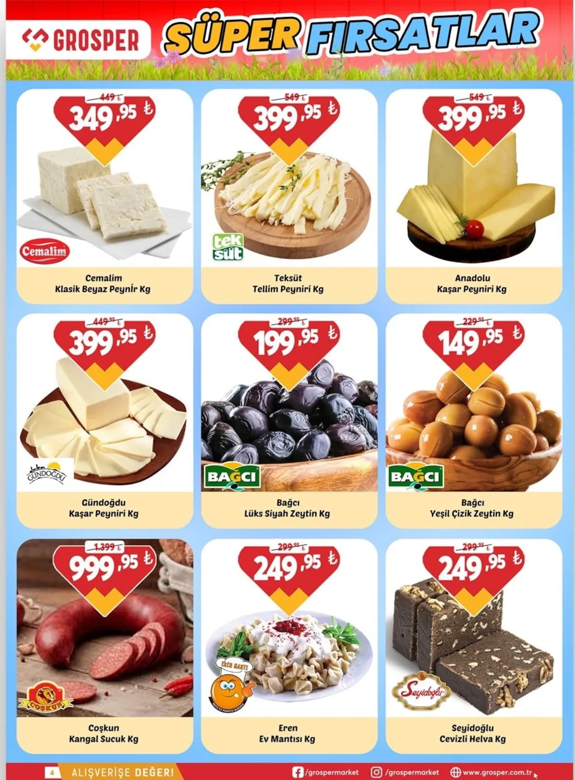 Grosper Grosper 22 Nisan 2026 Aktüel Kataloğu sayfa 4: Cemalim Klasik Beyaz Peynir Kg, Anadolu Kaşar Peyniri Kg