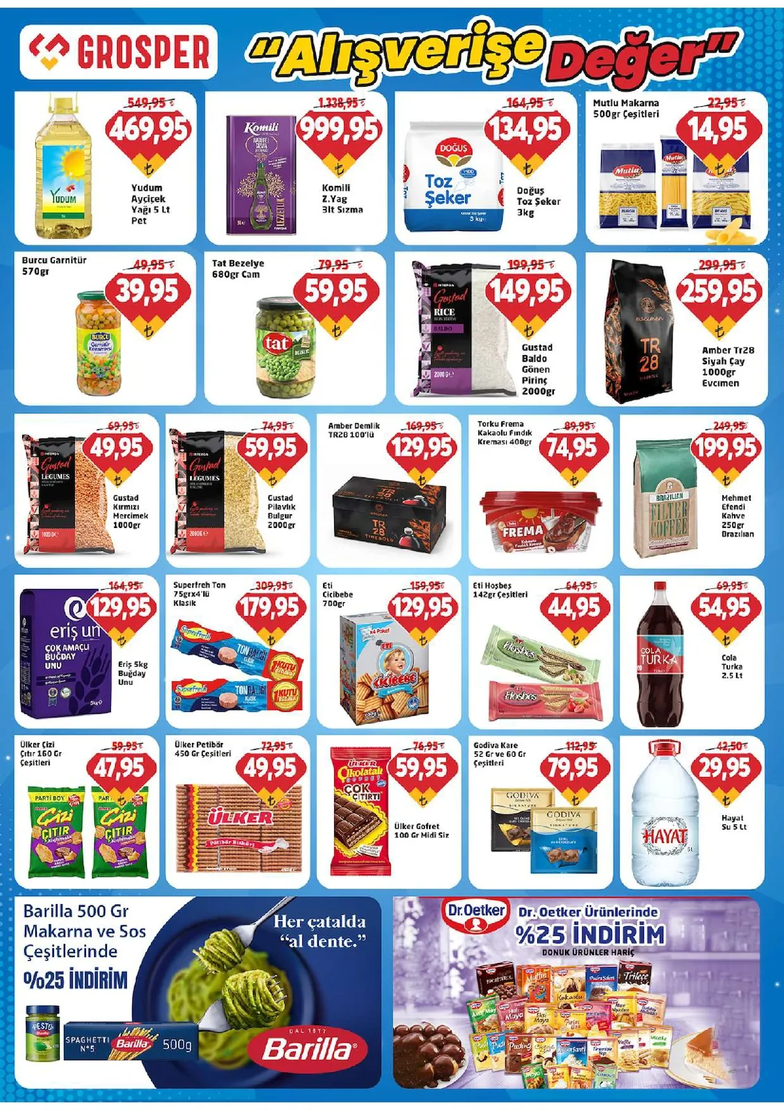 Grosper Grosper 1 Mayıs 2026 Aktüel Kataloğu sayfa 3: Gustad Pilavlık Bulgur 2000Gr, Amber Demlik Tr20 100'Lü