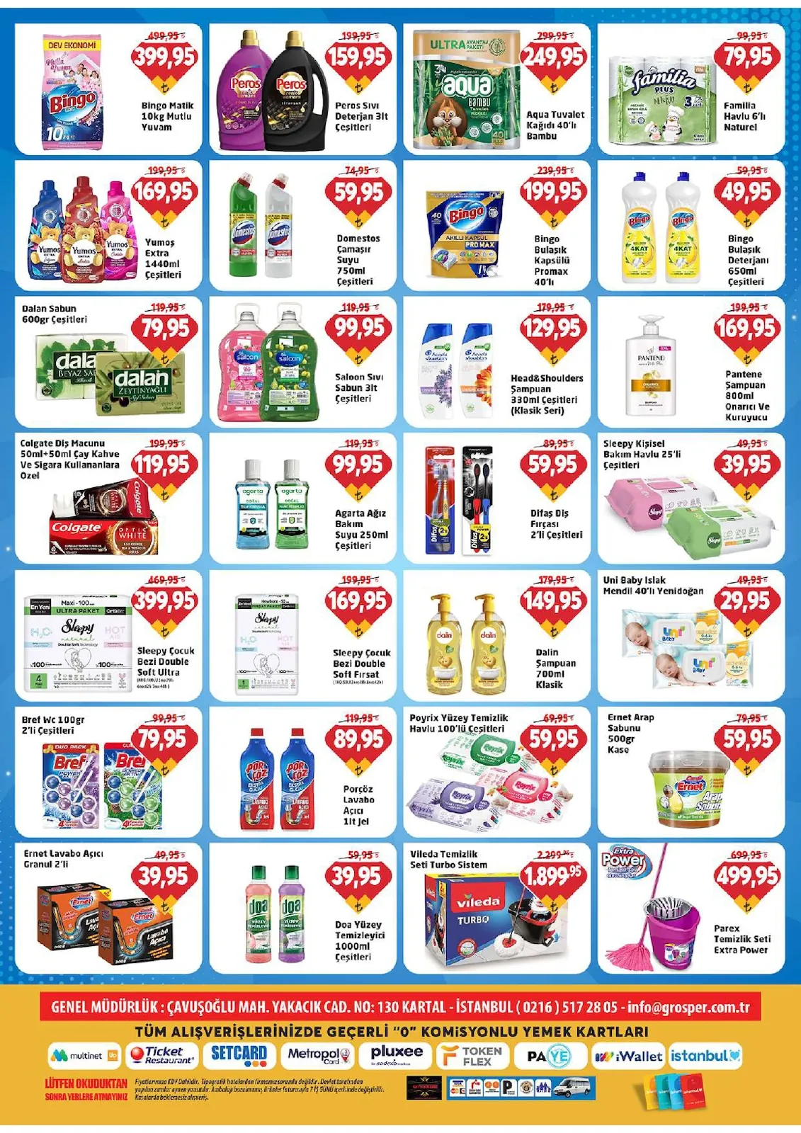 Grosper Grosper 1 Mayıs 2026 Aktüel Kataloğu sayfa 4: Ernet Arap Sabunu 500Gr Kase, Porçöz Lavabo Açıcı 1Lt Jel